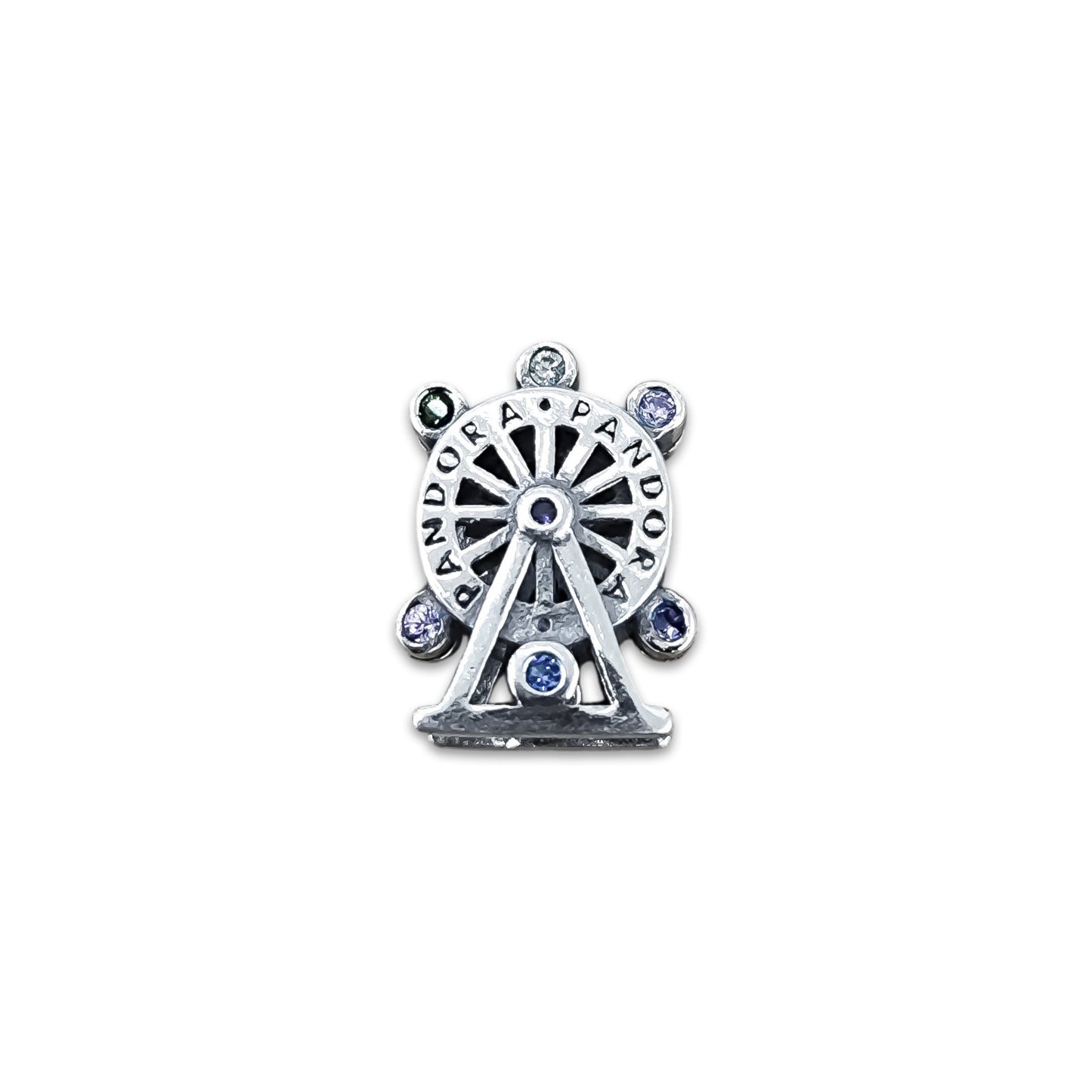 TMPCH014 Dije Charm Pand Rueda de la Fortuna Multicolor en Plata Fina .925