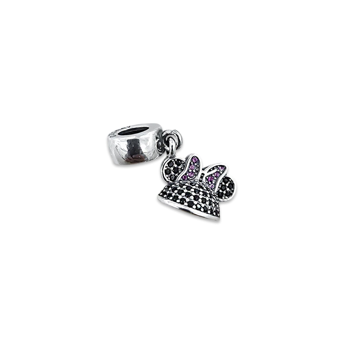 TMPCH032 Dije Charm Pand Gorrito Disney Minnie con ZIrconias en Plata Fina .925