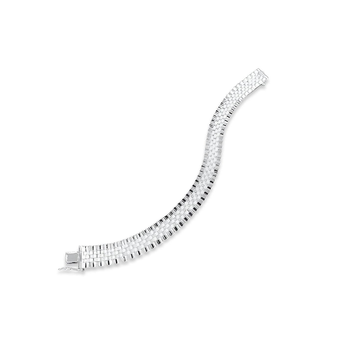 TMPPC004-21 Pulsera Caballero Modelo Rlx 3*2 1.1 cm de Ancho x 21 cm de Largo en Plata Fina .925