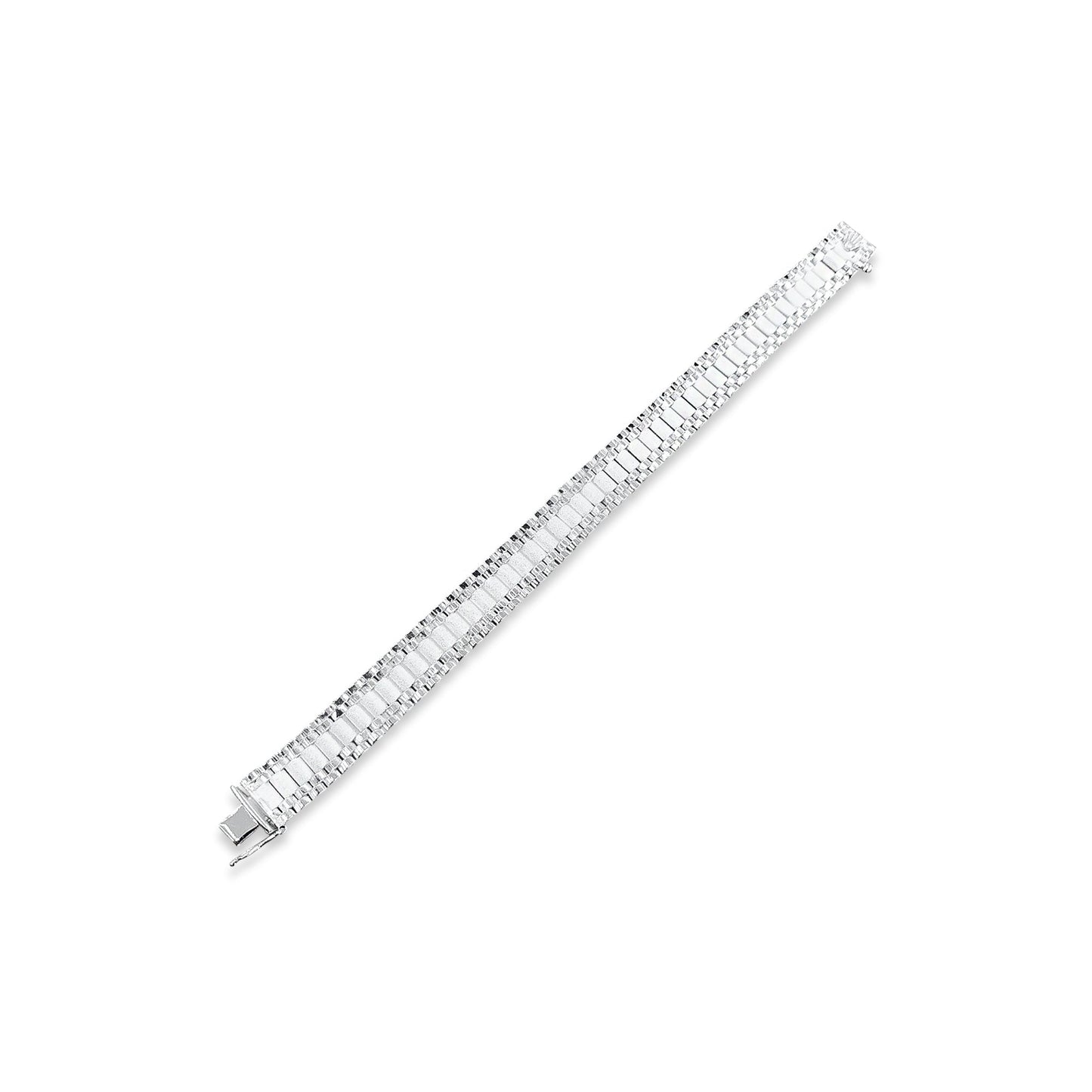 TMPPC005-20 Pulsera Caballero Modelo Rlx 1x2 1.2 cm de Ancho x 20 cm de Largo en Plata Fina .925