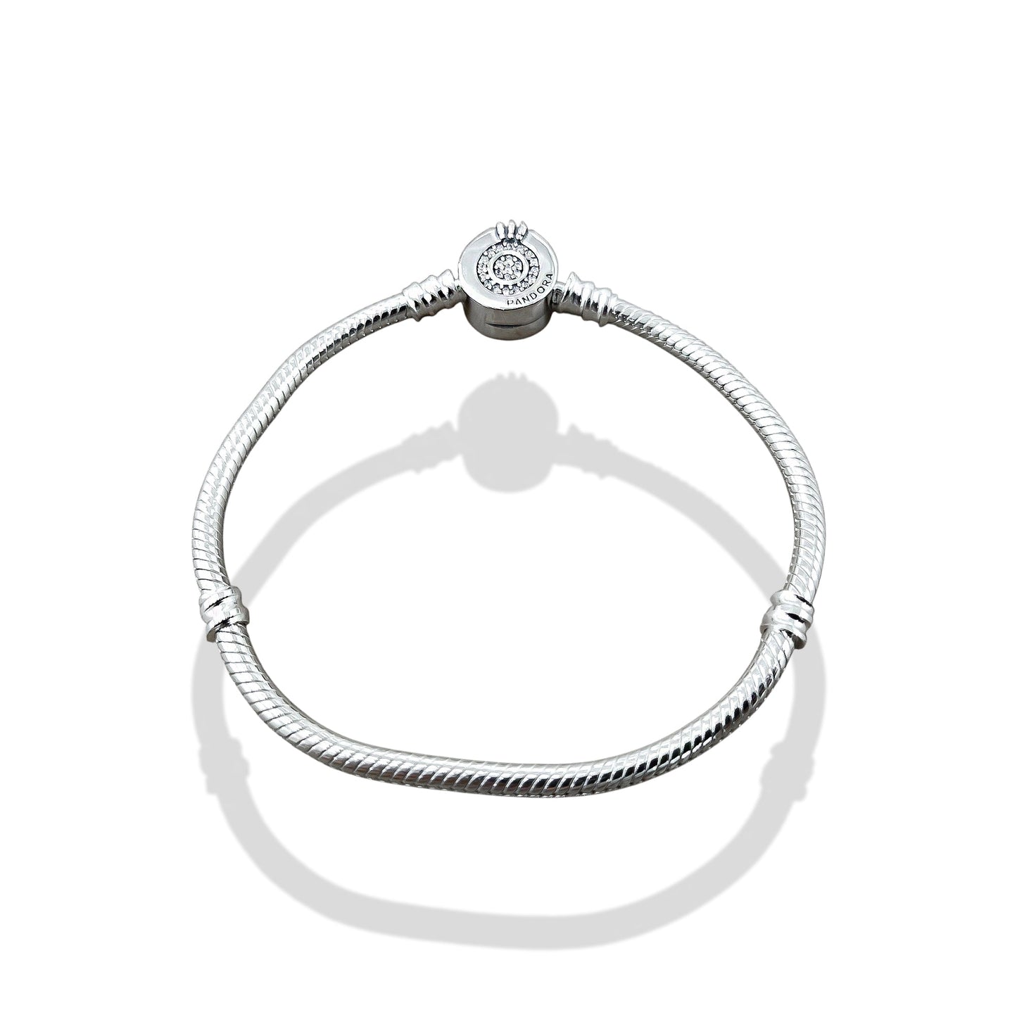 TMPPD001-18 Pulsera Dama Pand Círculo 3 Líneas 18 cm en Plata Fina .925