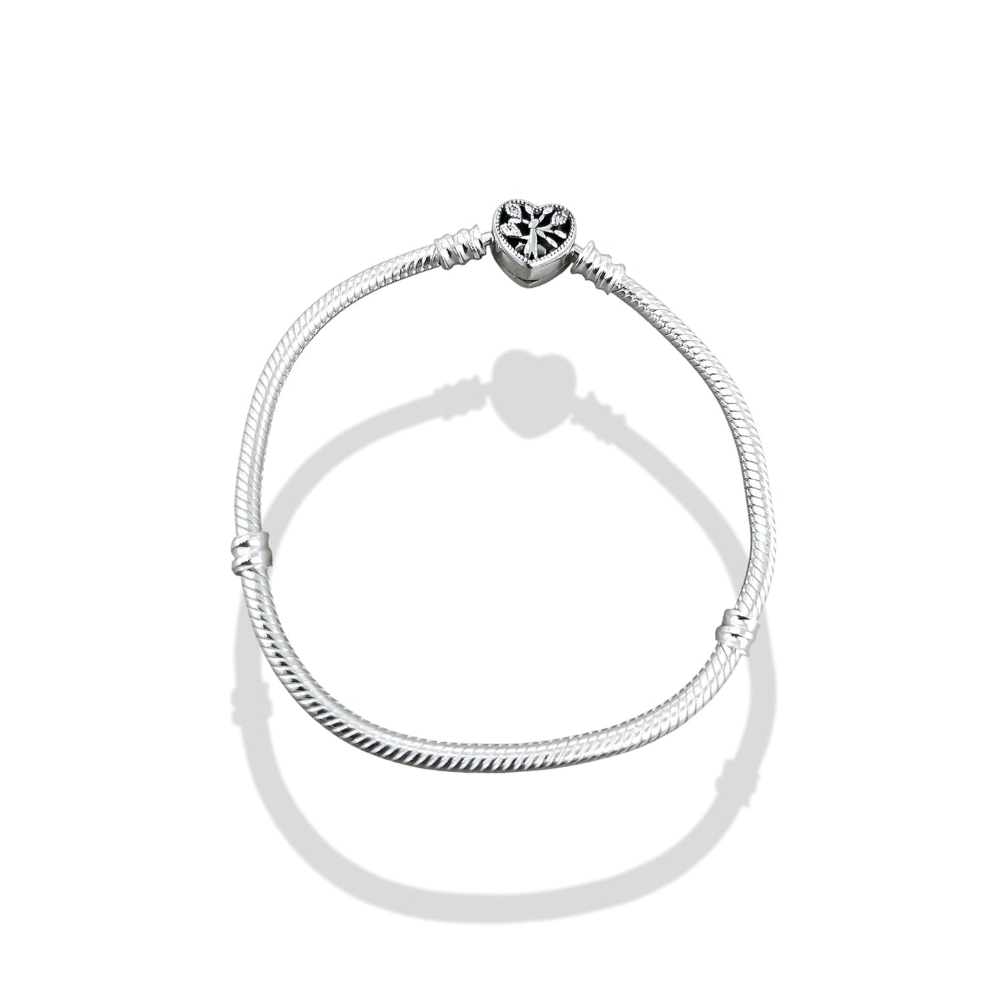 TMPPD005-18 Pulsera Dama Pand Corazón Floral 18 cm en Plata Fina .925