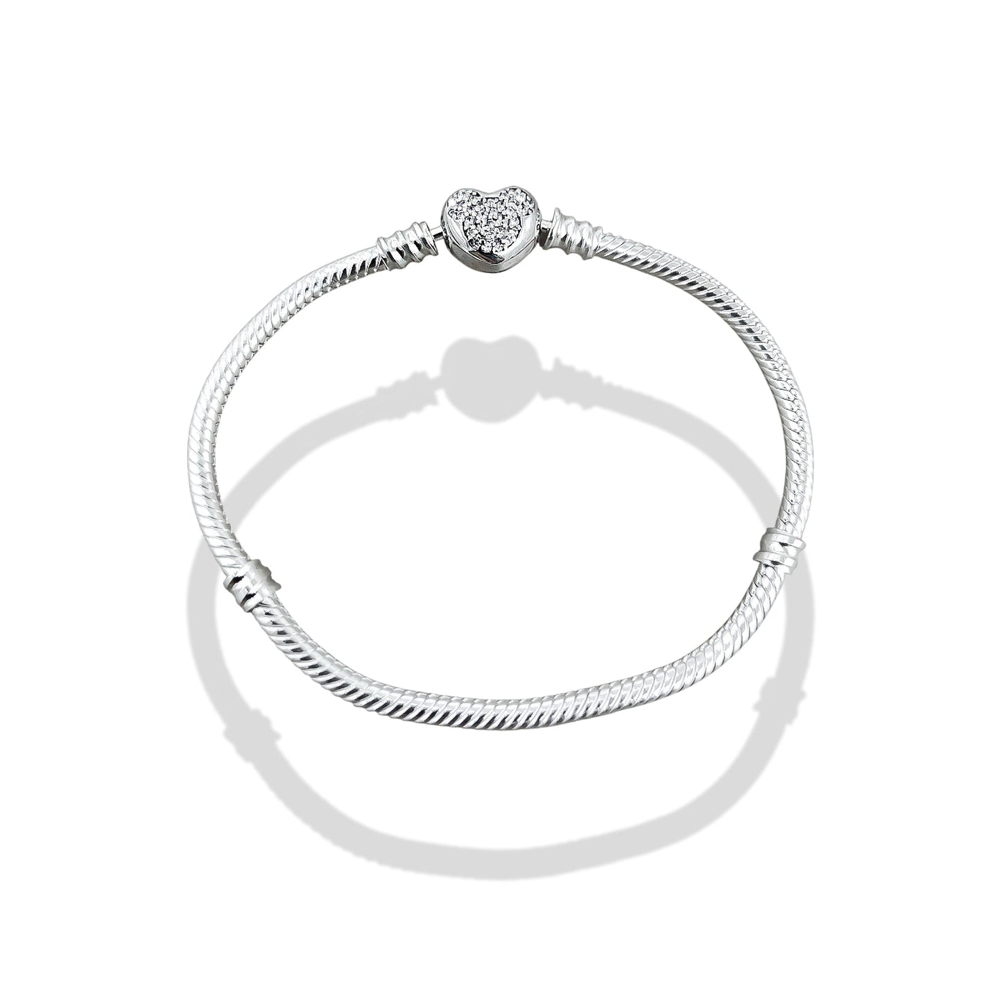 TMPPD006-18 Pulsera Dama Pand Corazón Mickey con Zirconias 18 cm en Plata Fina .925