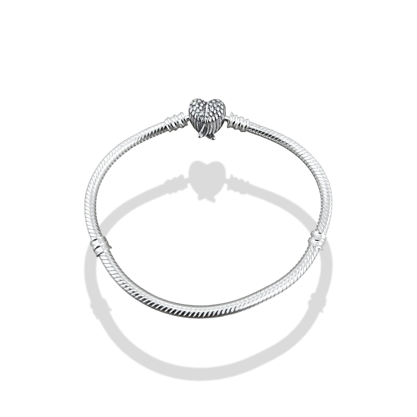 TMPPD009-18 Pulsera Dama Pand Corazón con Alas 18 cm en Plata Fina .925