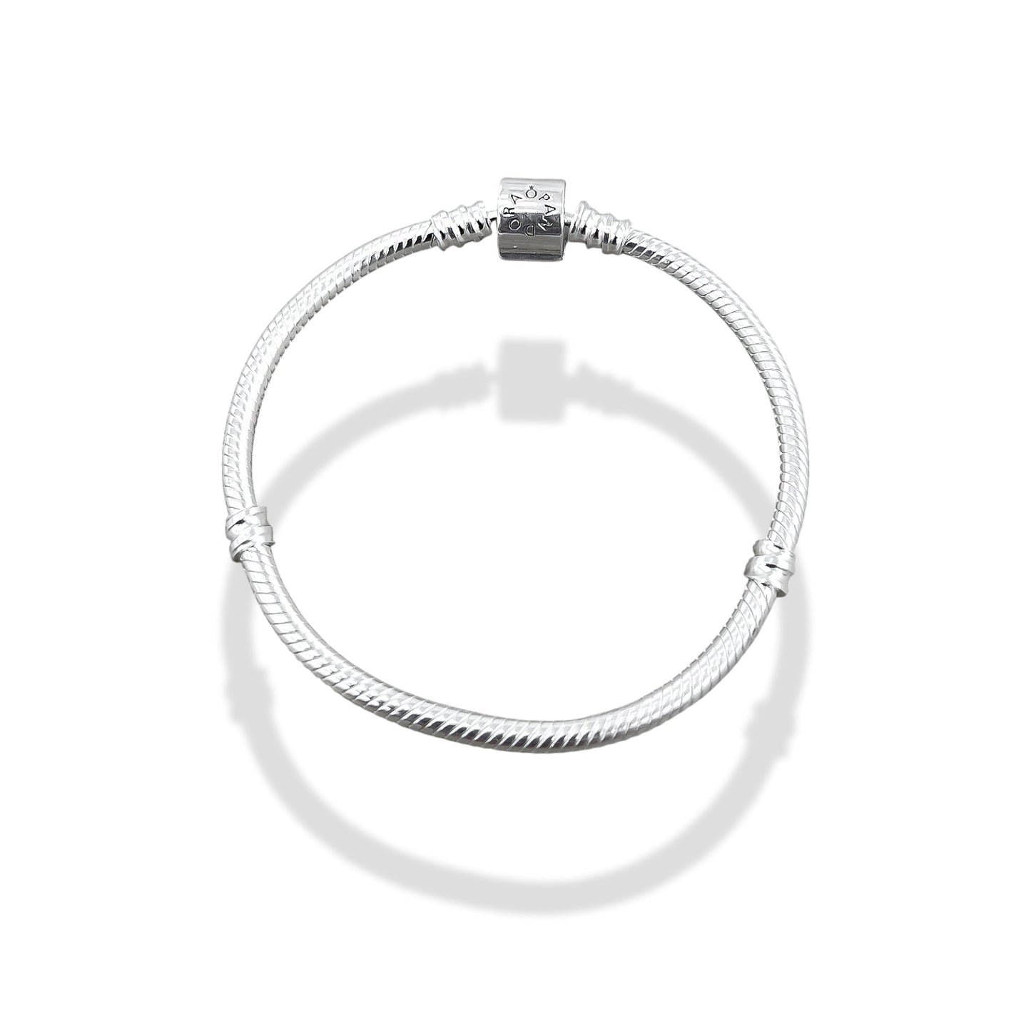 TMPPD019-18 Pulsera Dama Pand Cilindro Liso 18 cm en Plata Fina .925