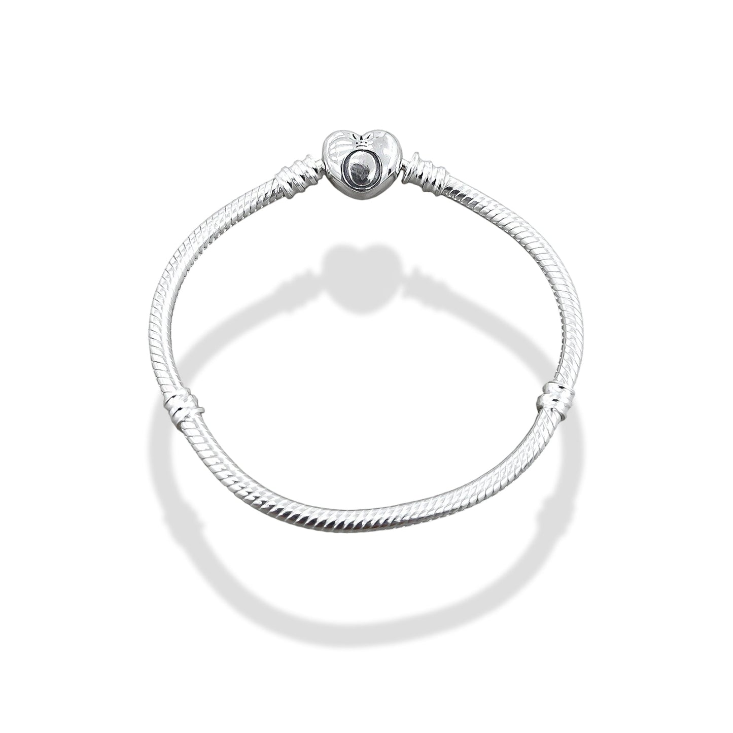 TMPPD021-19 Pulsera Dama Pand Corazón Liso 19 cm en Plata Fina .925