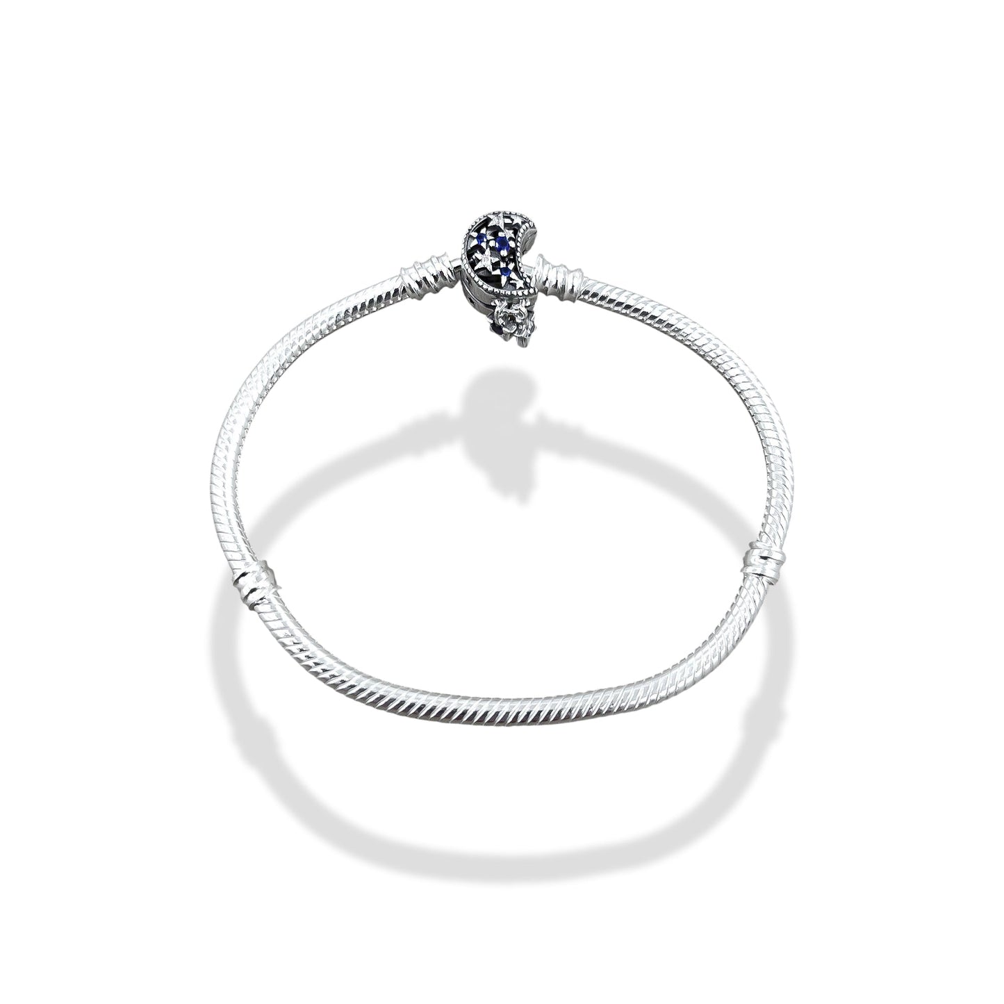 TMPPD022-19 Pulsera Dama Pand Luna con Estrellas Colgantes 19 cm en Plata Fina .925