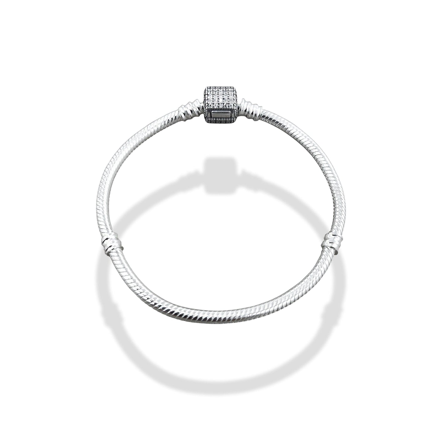 TMPPD026-18 Pulsera Dama Pand Cilindro Zirconias Pavé 18 cm en Plata Fina .925