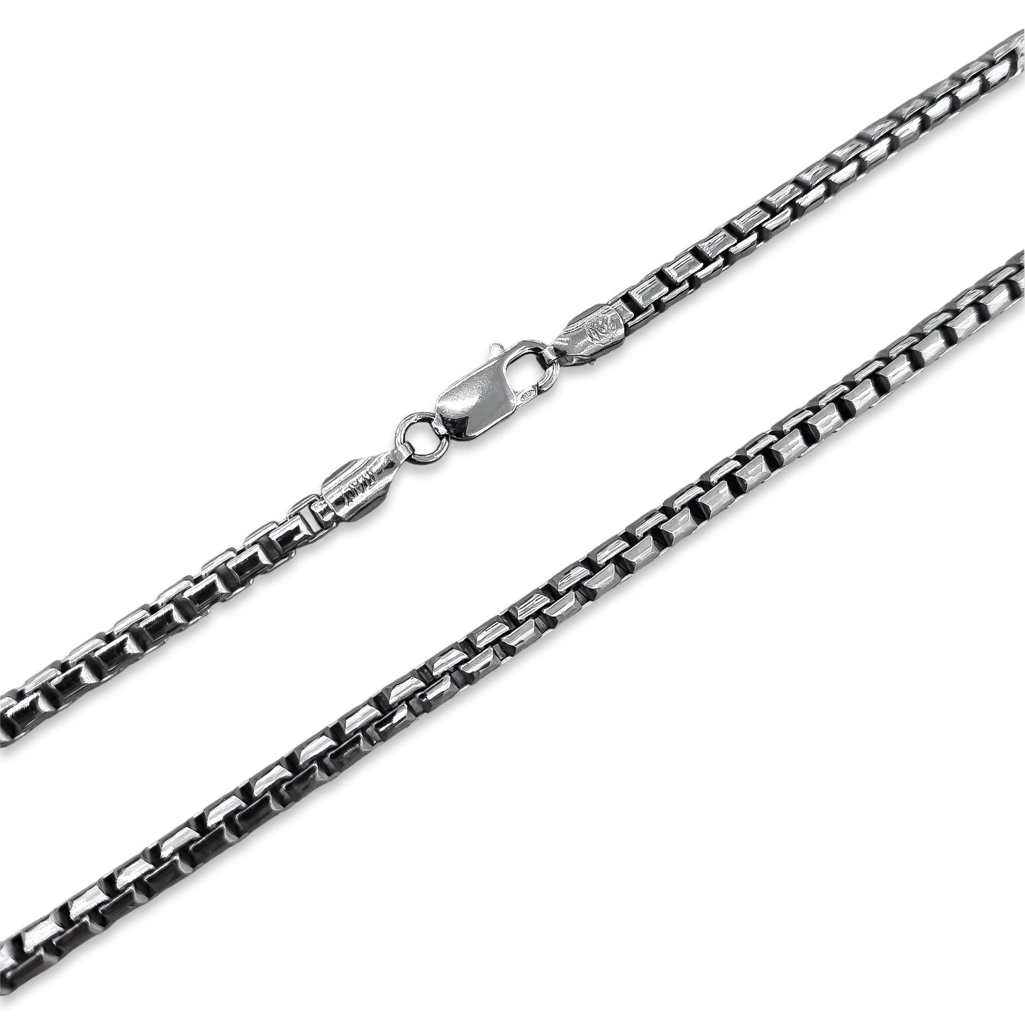 TMPCU003 Cadena Veneciana Pavonada 4 mm x 55 cm en Plata Fina .925