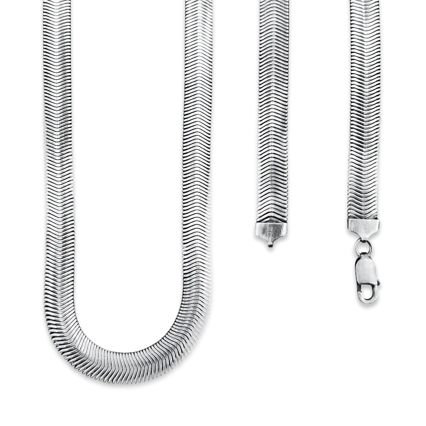 TMPCU009 Cadena Panza de Víbora Pavonada 1 cm x 50 cm en Plata Fina .925