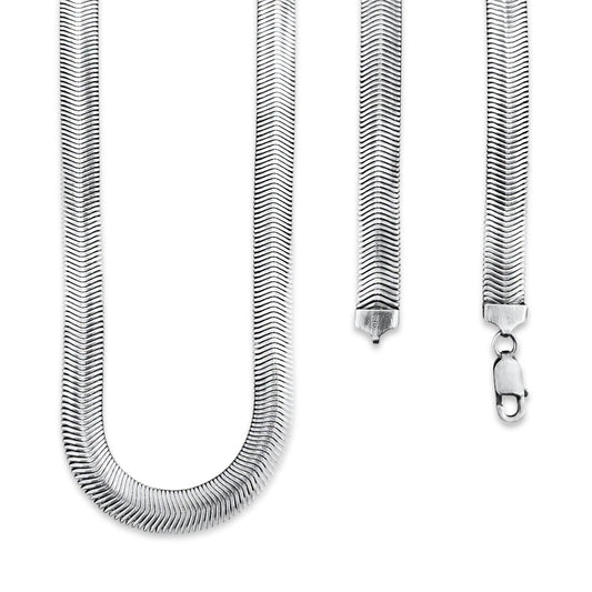 TMPCU009 Cadena Panza de Víbora Pavonada 1 cm x 50 cm en Plata Fina .925