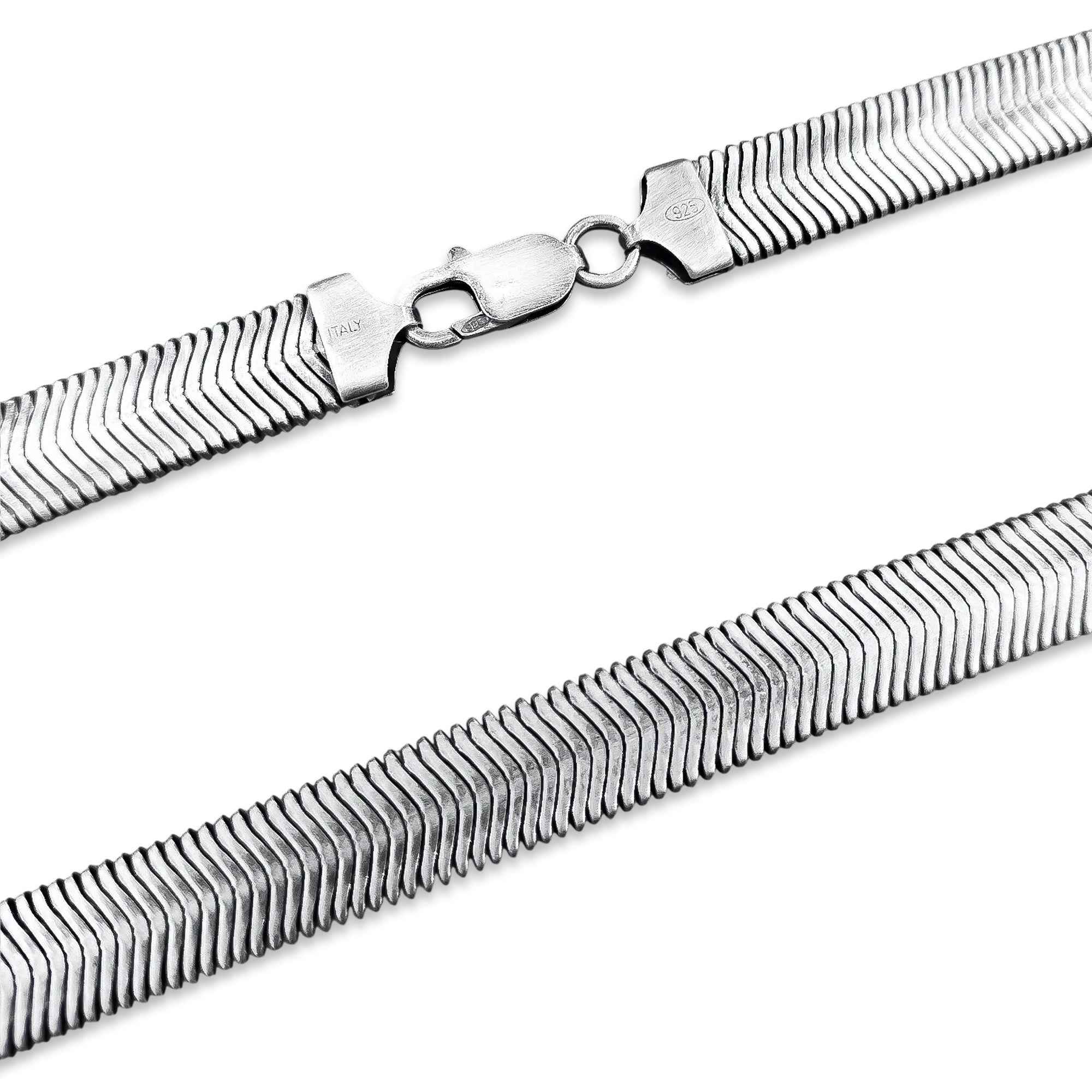 TMPCU009 Cadena Panza de Víbora Pavonada 1 cm x 50 cm en Plata Fina .925