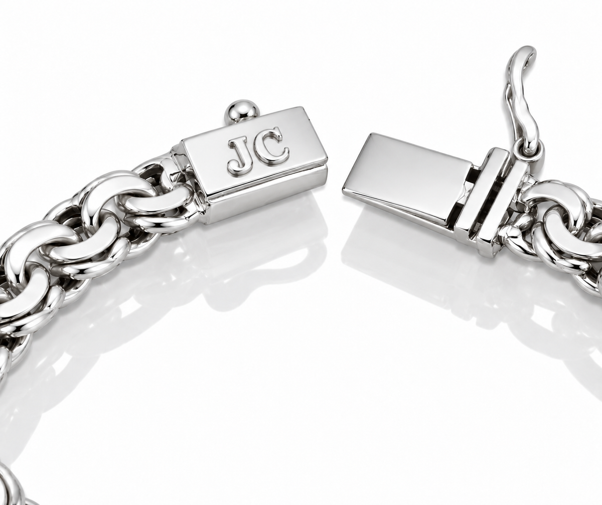 LPPC014-20 Pulsera Tejido Chino 8.2 mm x 20 cm en Plata Ley .925