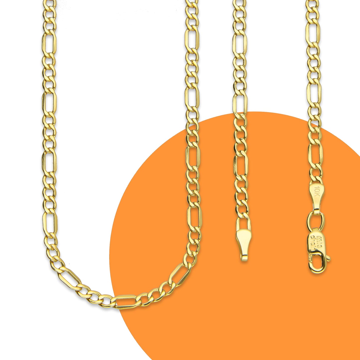 MR10CU003-50 Cadena Oro Sólido 10K EMF10 Modelo Figaro 3*1 3 mm x 50 cm