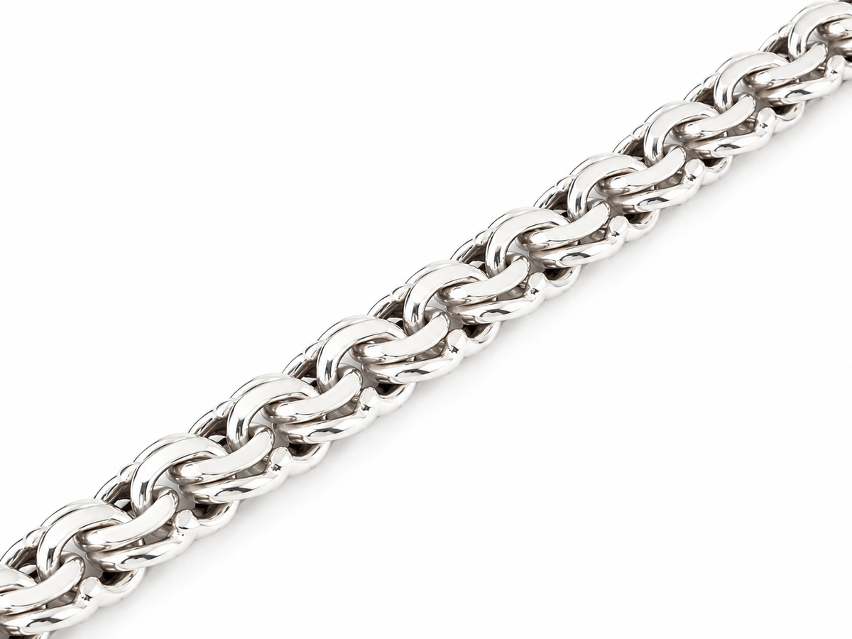 LPPC014-20 Pulsera Tejido Chino 8.2 mm x 20 cm en Plata Ley .925