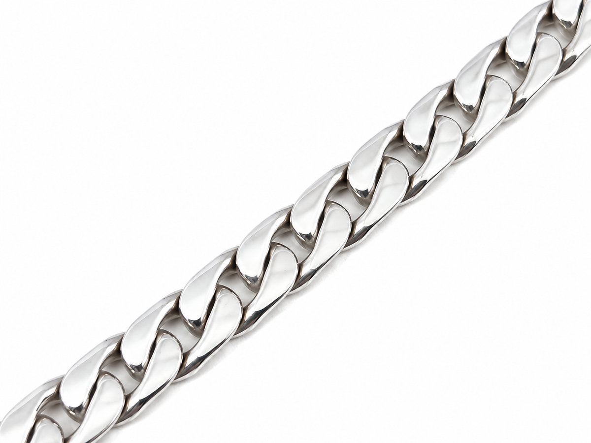 LPPC020-20 Pulsera Mod Cubana 7 mm x 20 cm en Plata Ley .925
