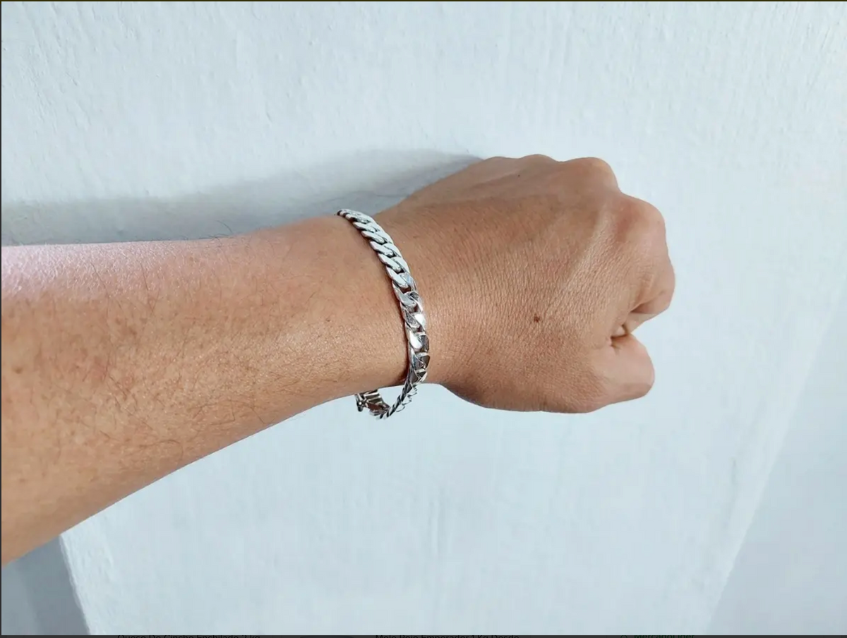 LPPC117-20P Pulsera Personalizada Mod Cubana 7 mm x 20 cm en Plata Ley .925