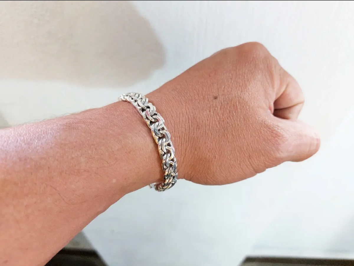 LPPC116-22P Pulsera Personalizada Tejido Chino 8.2 mm x 22 cm en Plata Ley .925