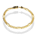 DG14PC002 Pulsera Para Caballero Oro Sólido 14K Mónaco Chain Mod Fígaro Lisa 5 mm x 21 cm