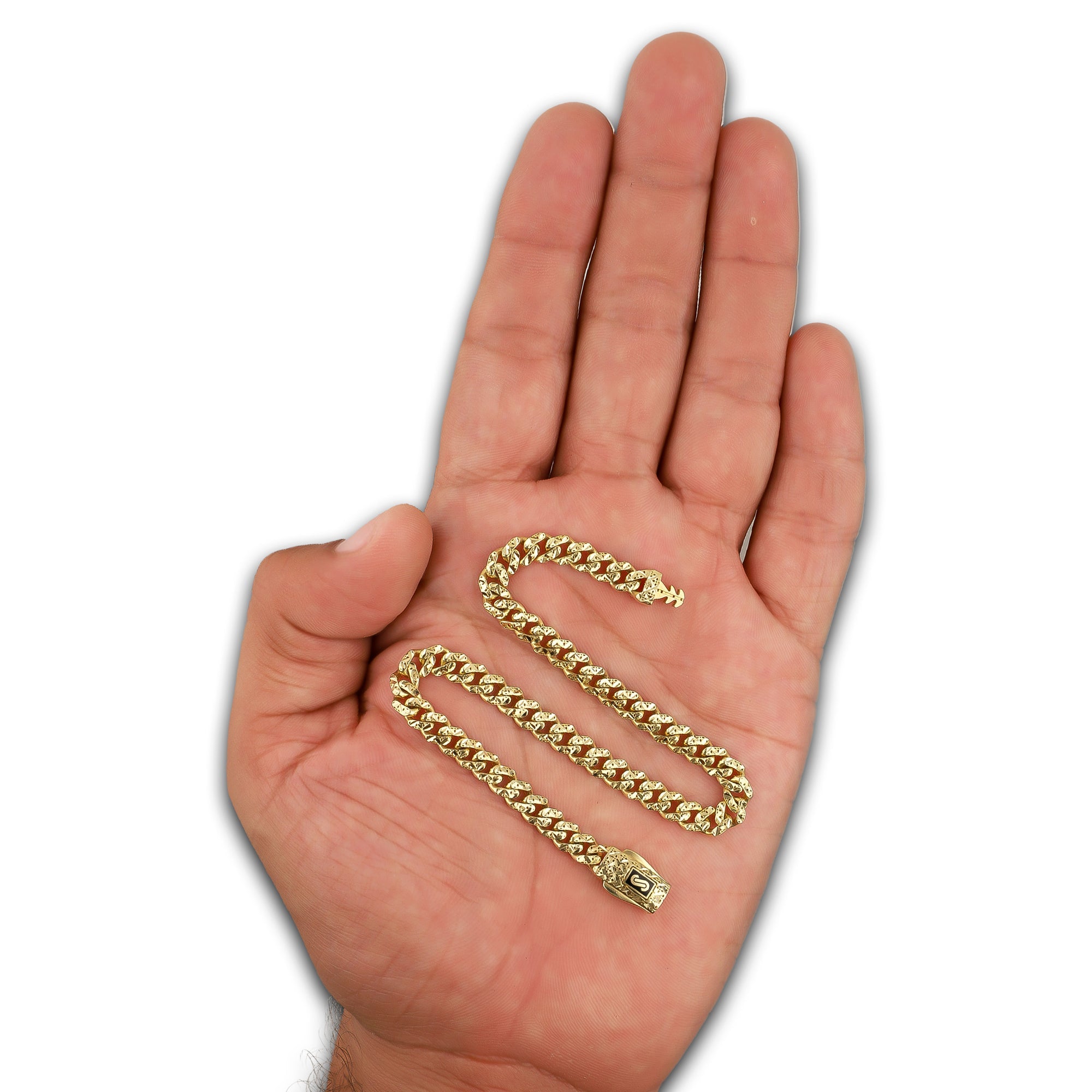 DG14PC003 Pulsera Para Caballero Oro Sólido 14K Mónaco Chain Mod 1x0 Diamantada 5 mm x 21 cm