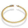 DG14PC004 Pulsera Para Caballero Oro Sólido 14K Mónaco Chain Mod 1x0 Lisa Broche Zirc 5 mm x 21 cm