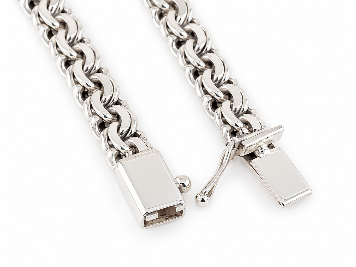 LPPC116-22P Pulsera Personalizada Tejido Chino 8.2 mm x 22 cm en Plata Ley .925