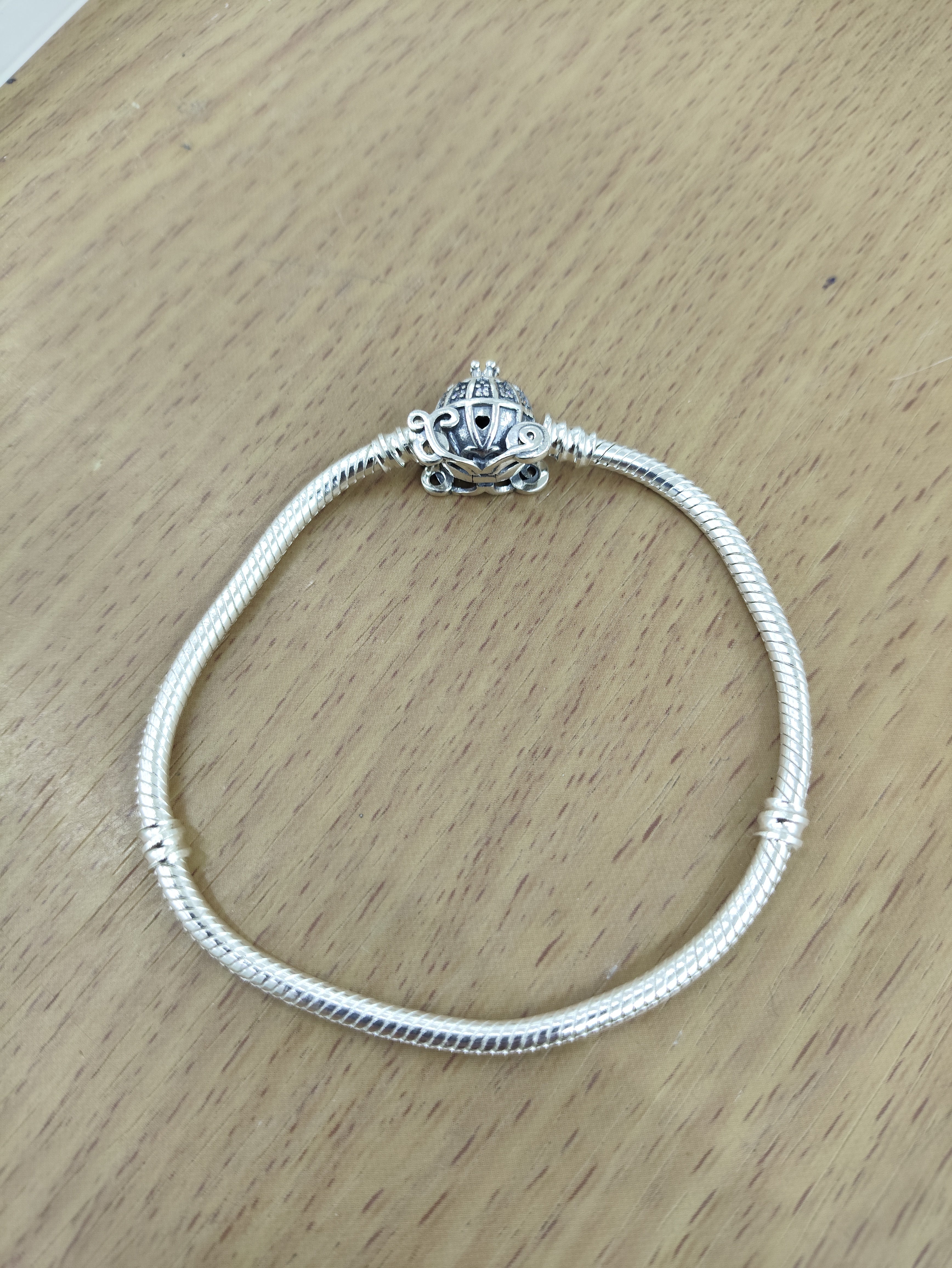TMPPD003-18 Pulsera Dama Pand Carruaje Cenicienta 18 cm en Plata Fina .925