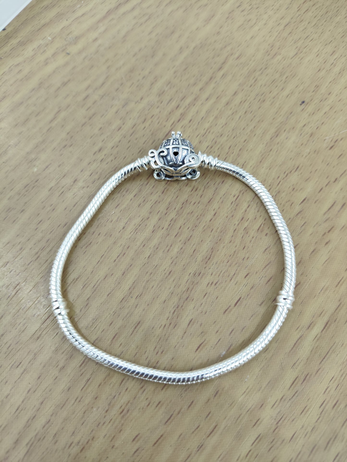 TMPPD003-19 Pulsera Dama Pand Carruaje Cenicienta 19 cm en Plata Fina .925