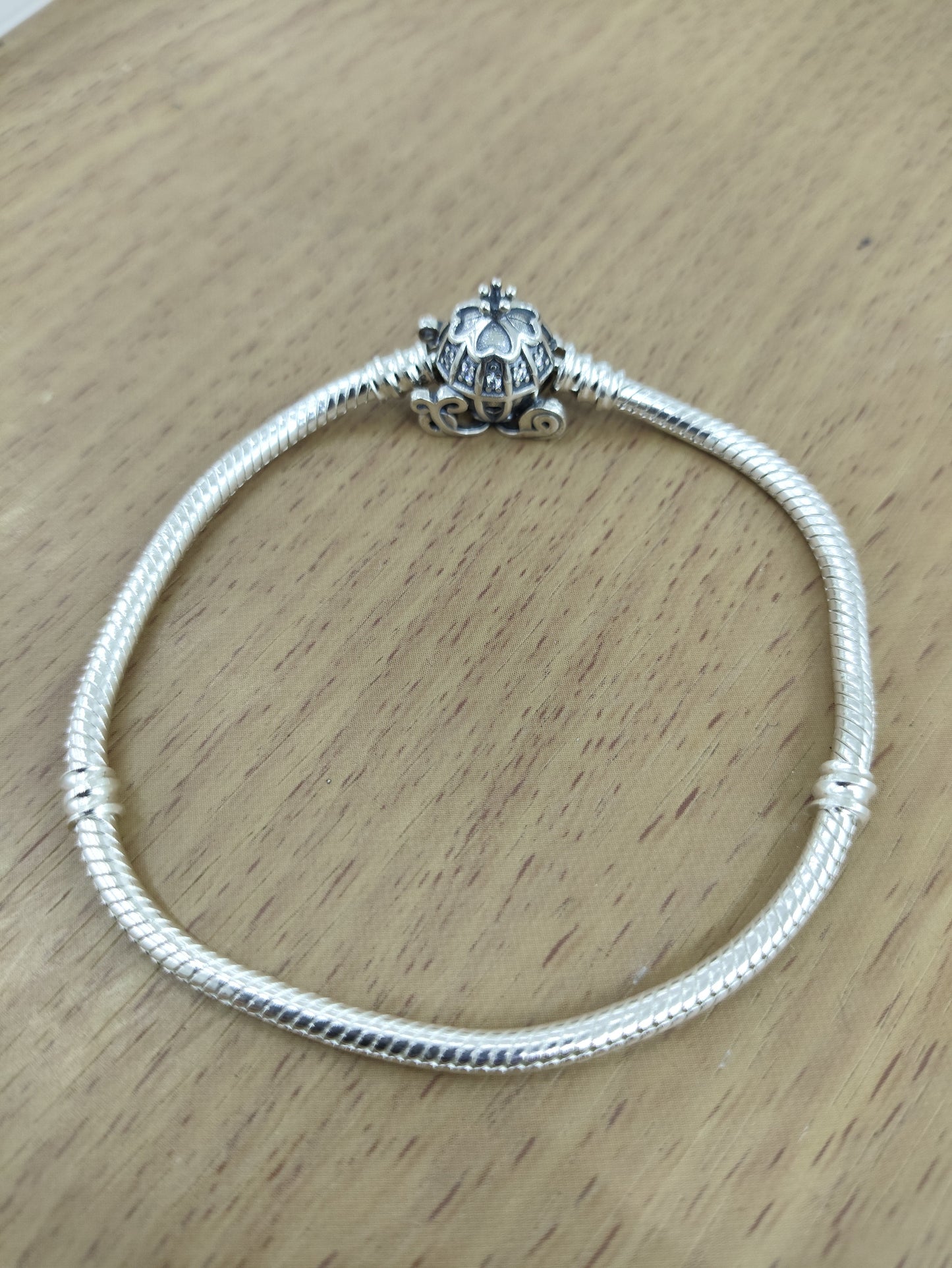 TMPPD003-19 Pulsera Dama Pand Carruaje Cenicienta 19 cm en Plata Fina .925
