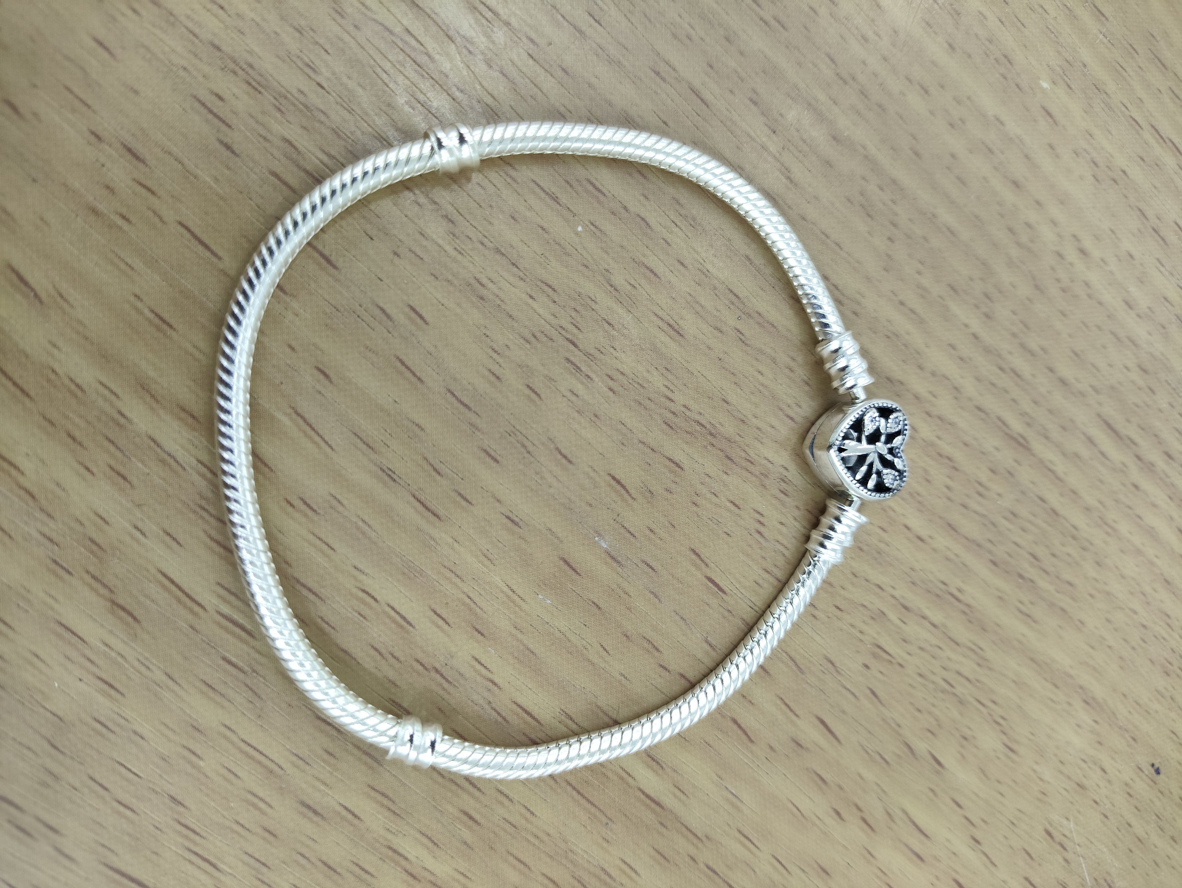 TMPPD005-19 Pulsera Dama Pand Corazón Floral 19 cm en Plata Fina .925