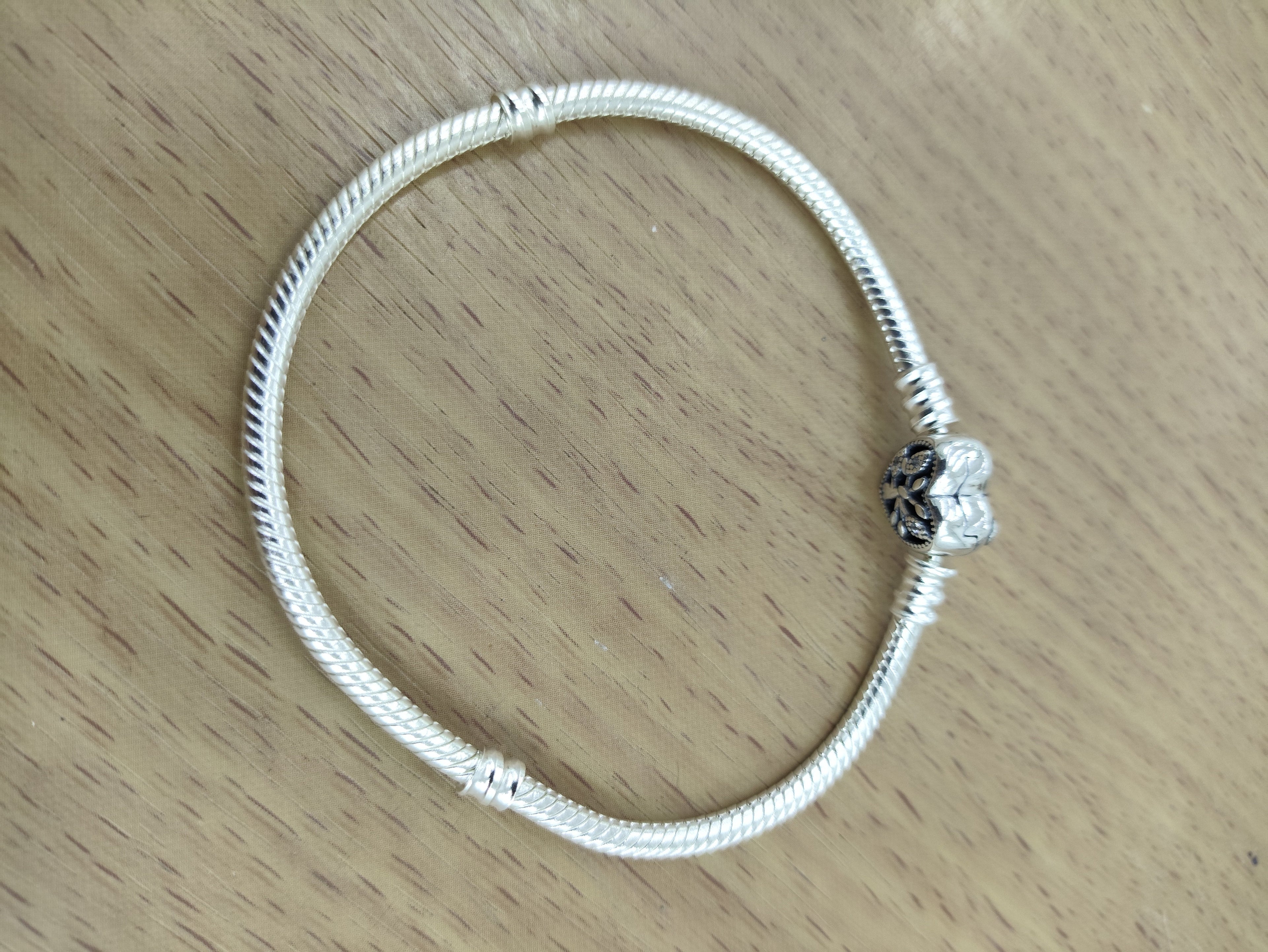 TMPPD005-17 Pulsera Dama Pand Corazón Floral 17 cm en Plata Fina .925