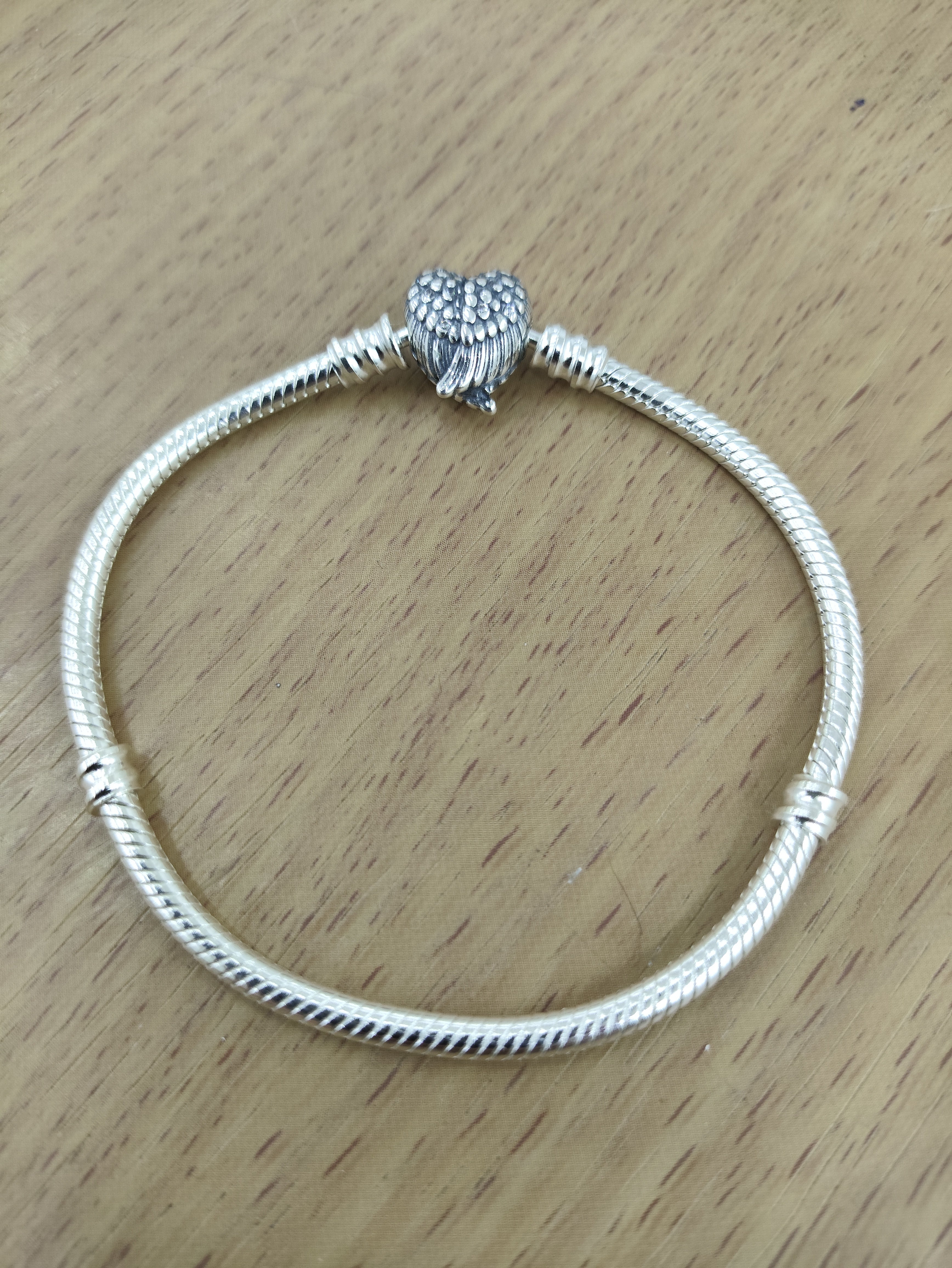 TMPPD009-18 Pulsera Dama Pand Corazón con Alas 18 cm en Plata Fina .925