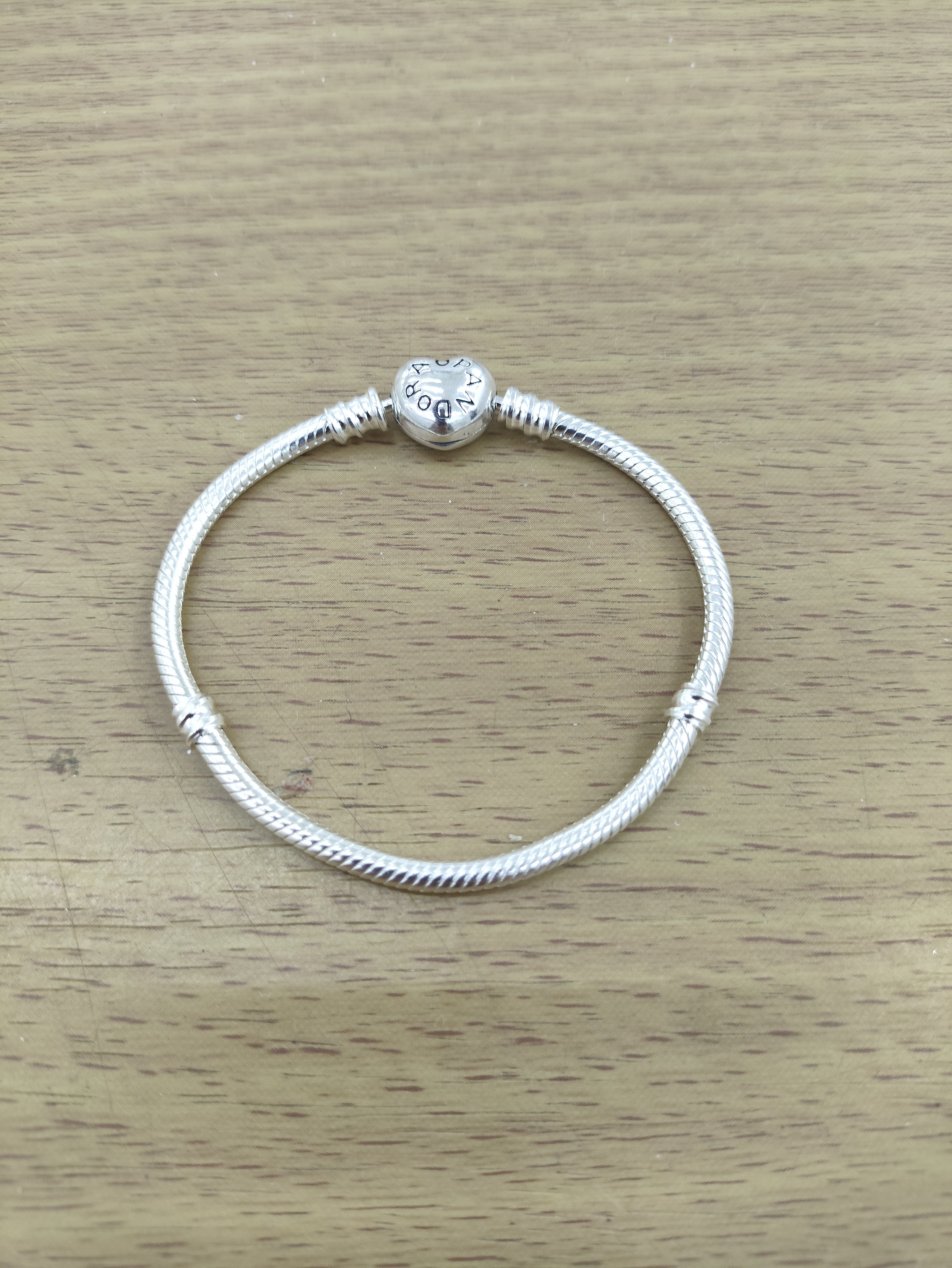 TMPPD021-18 Pulsera Dama Pand Corazón Liso 18 cm en Plata Fina .925