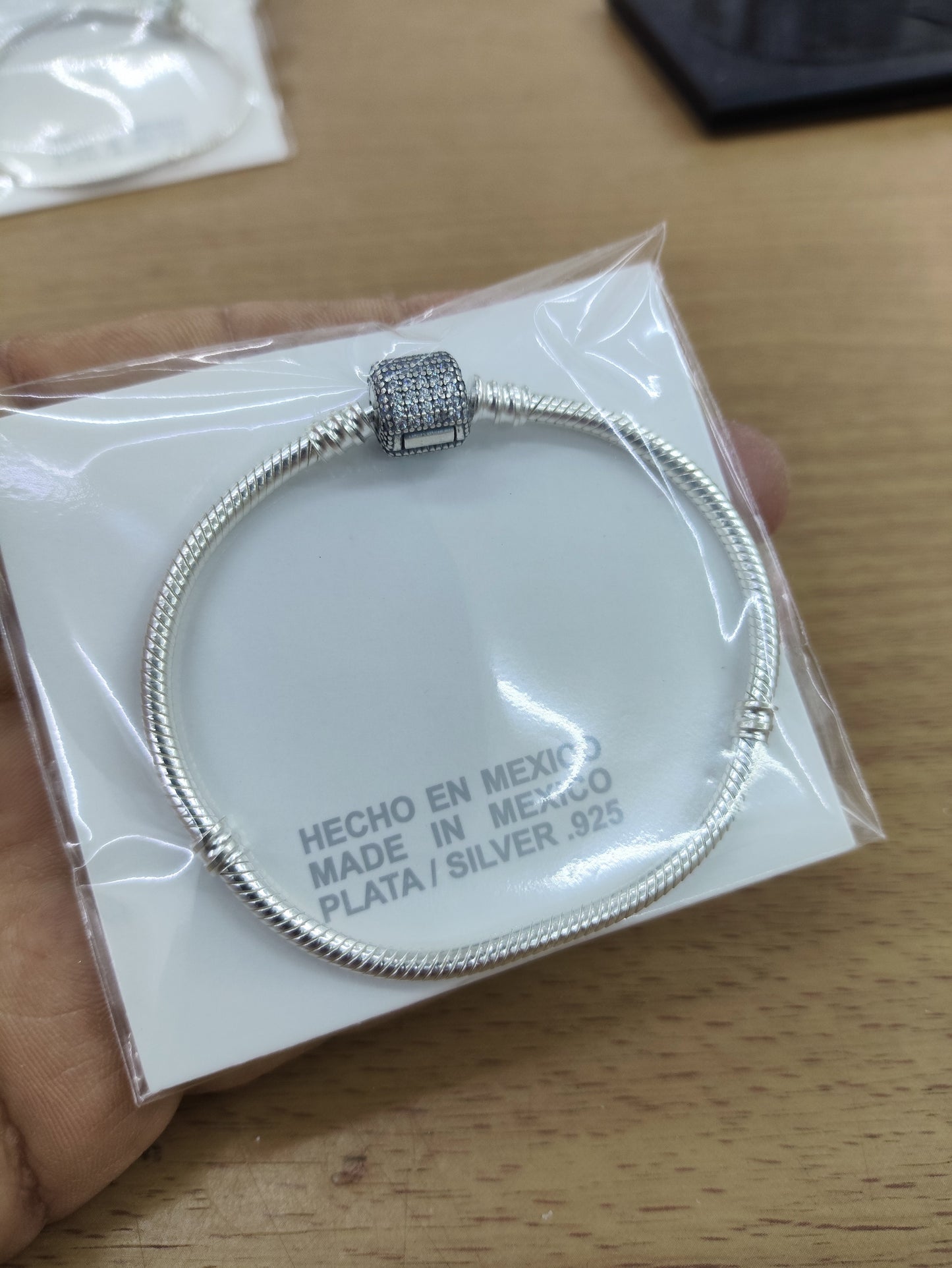 TMPPD026-18 Pulsera Dama Pand Cilindro Zirconias Pavé 18 cm en Plata Fina .925