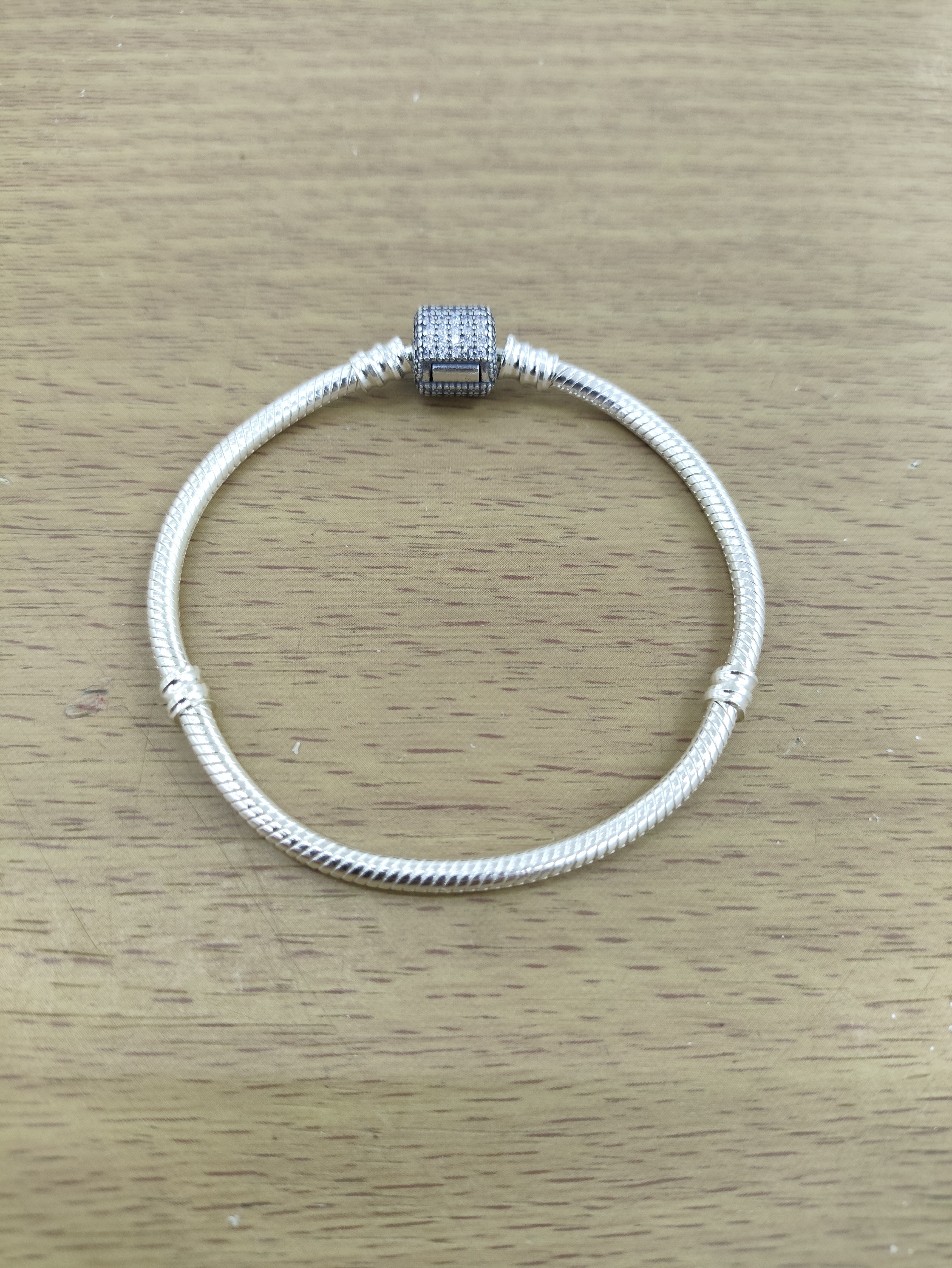 TMPPD026-19 Pulsera Dama Pand Cilindro Zirconias Pavé 19 cm en Plata Fina .925