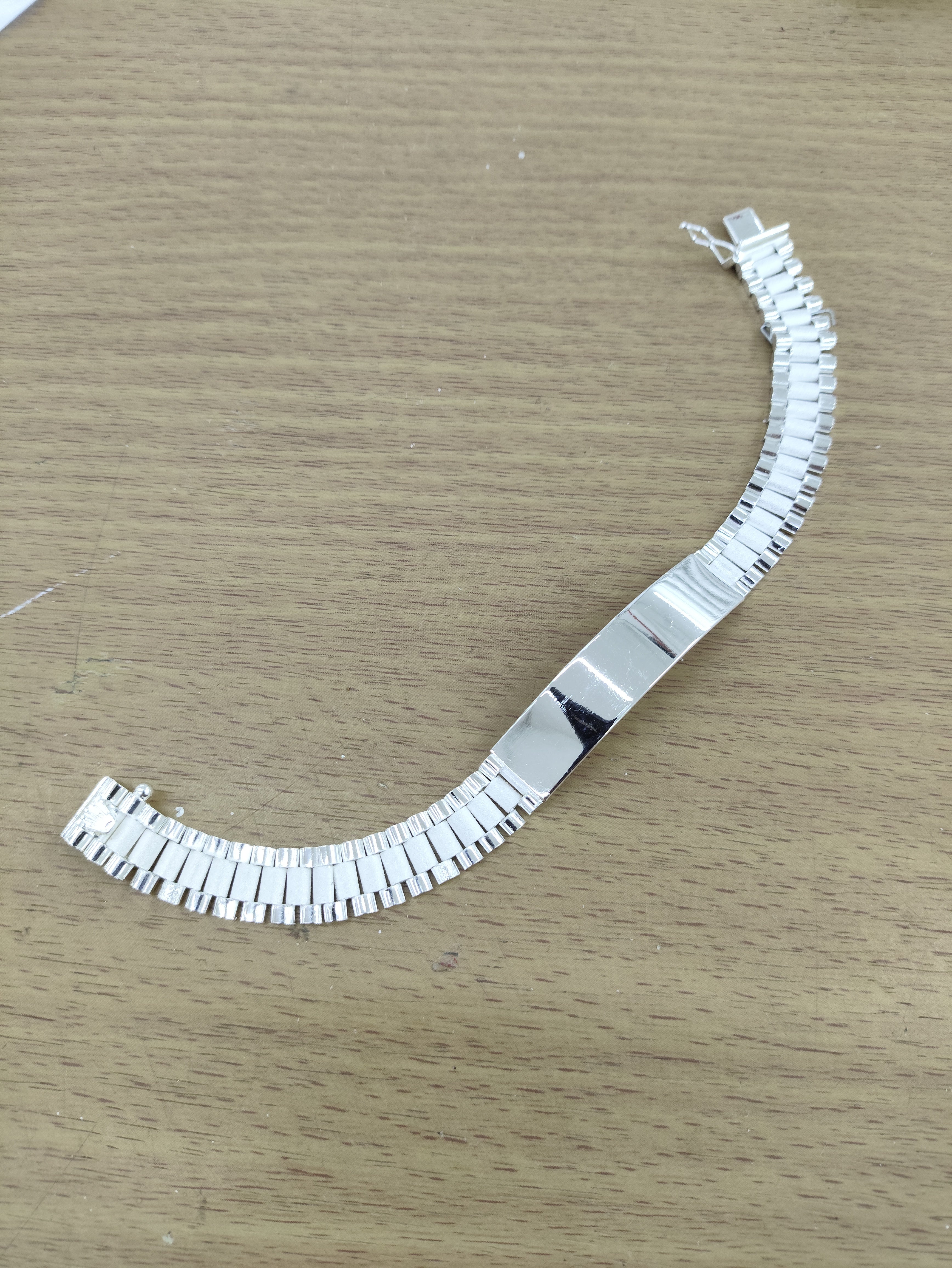 TMPPC001-19 Pulsera Esclava Caballero Eslabón Rlx Clásico 19 cm en Plata Fina .925