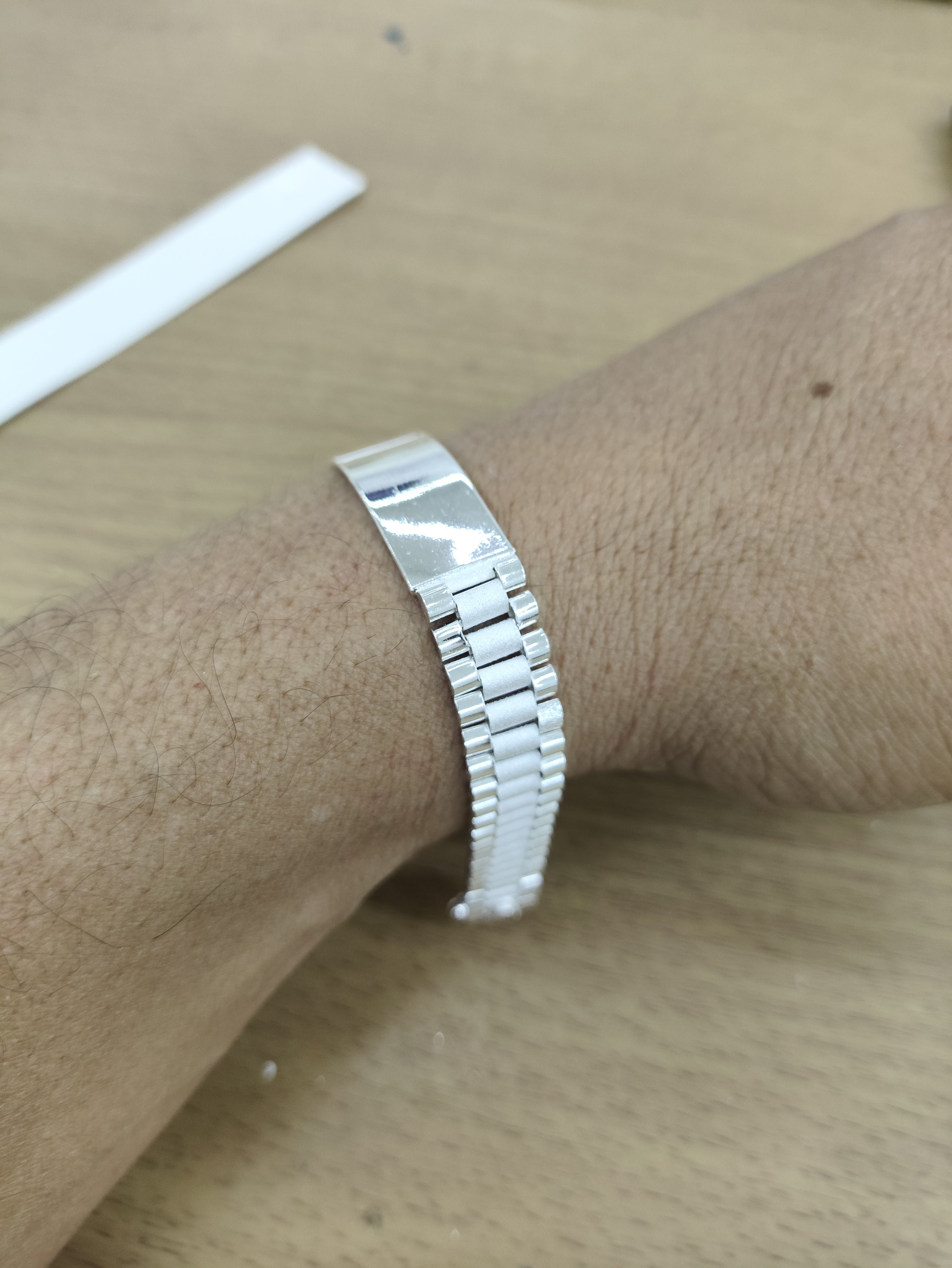 TMPPC001-19 Pulsera Esclava Caballero Eslabón Rlx Clásico 19 cm en Plata Fina .925