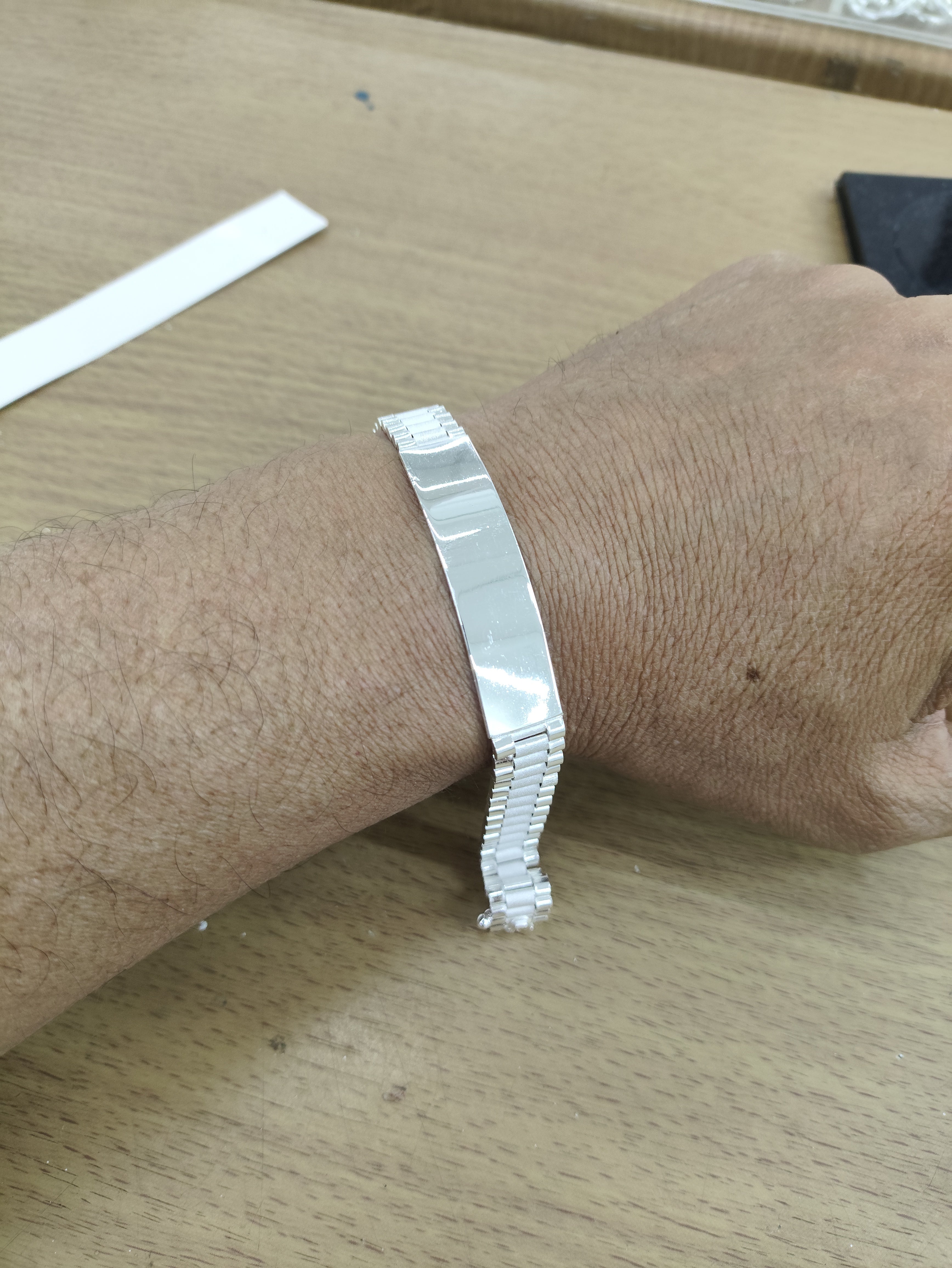 TMPPC001-19 Pulsera Esclava Caballero Eslabón Rlx Clásico 19 cm en Plata Fina .925