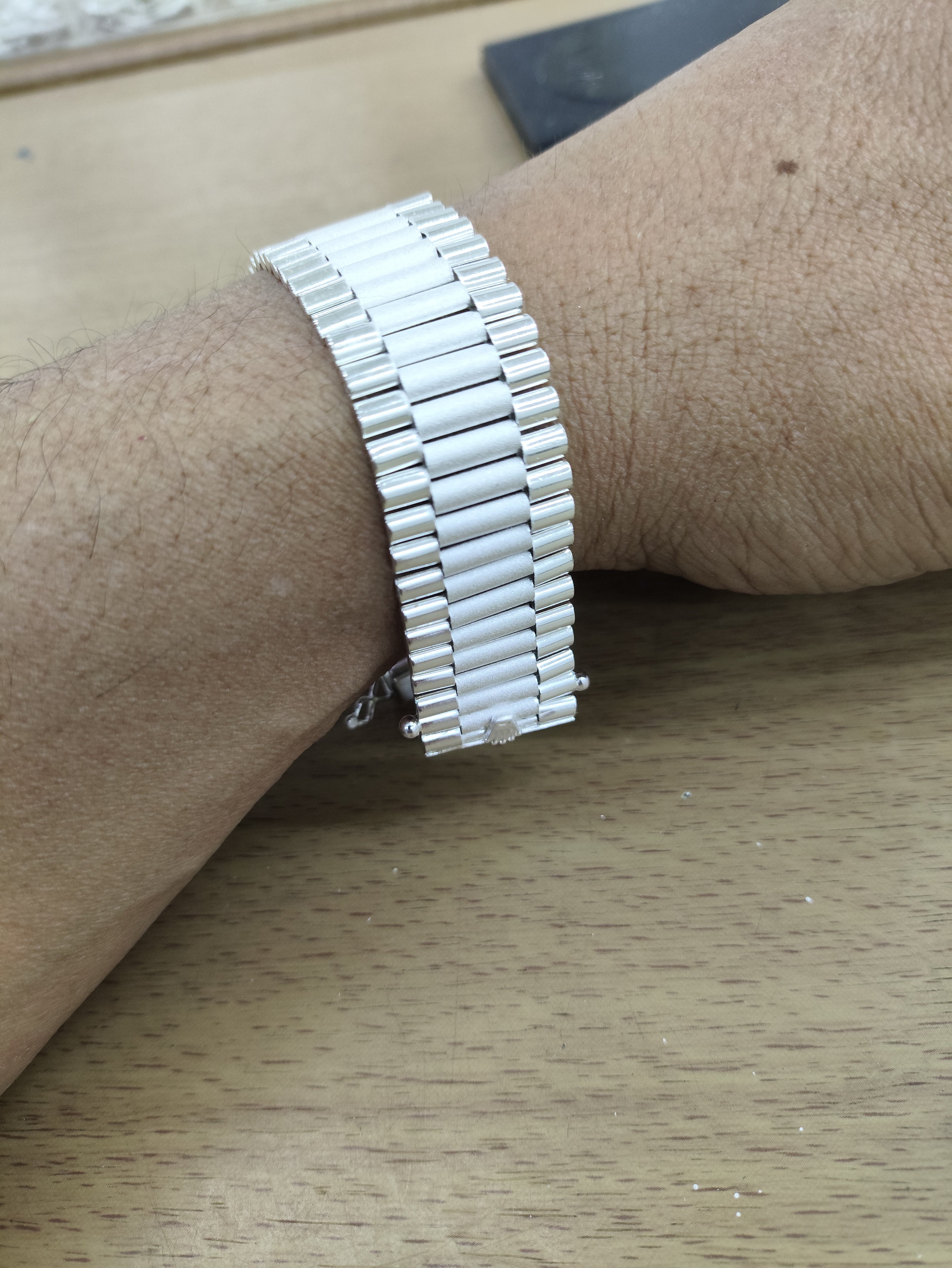 TMPPC002-20 Pulsera Caballero Modelo Rlx Clásica 2 cm de Ancho x 20 cm de Largo en Plata Fina .925