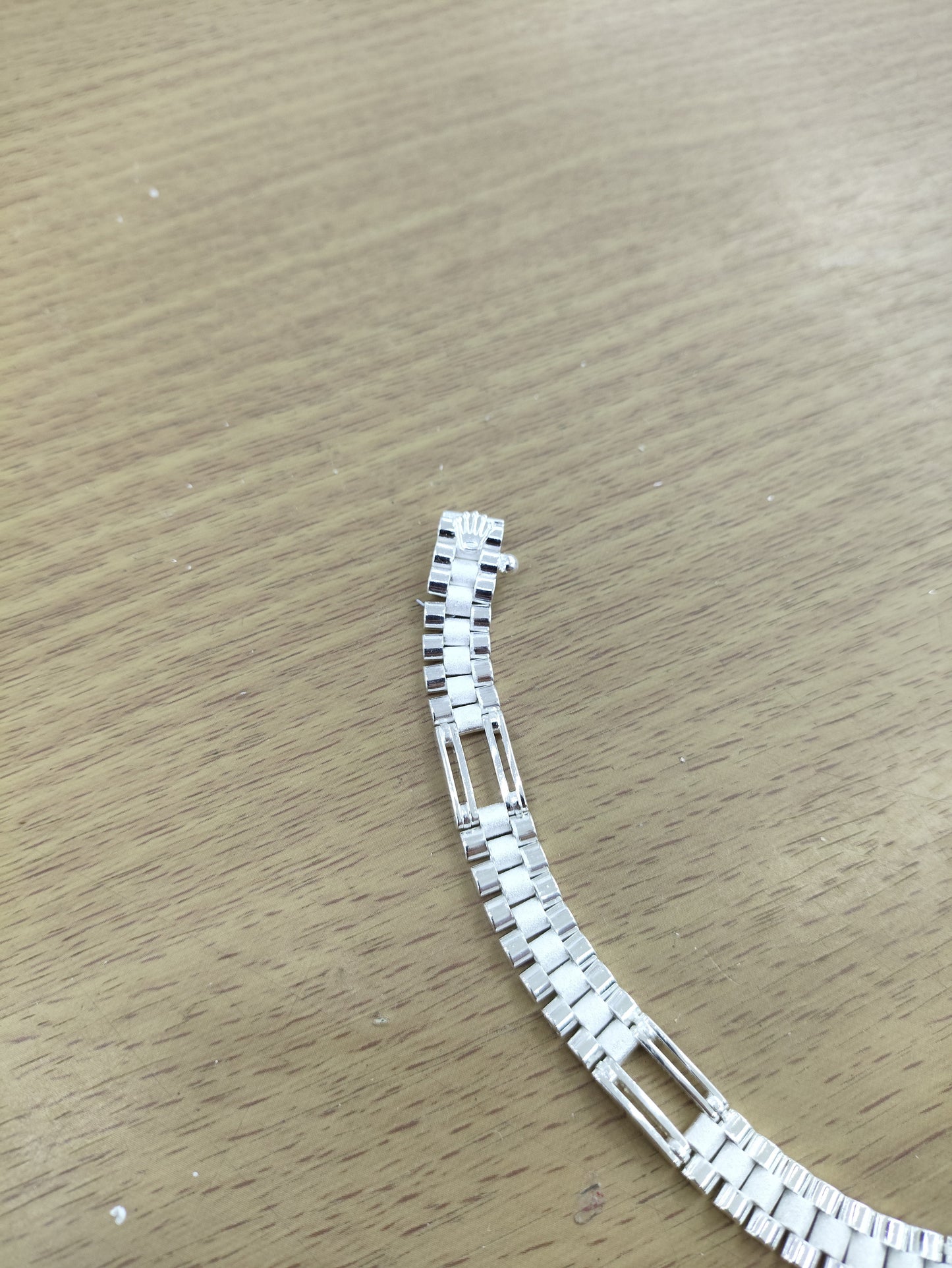 TMPPC003-20 Pulsera Caballero Modelo Rlx 4 Eslabones Largos 8 mm de Ancho x 20 cm de Largo en Plata Fina .925