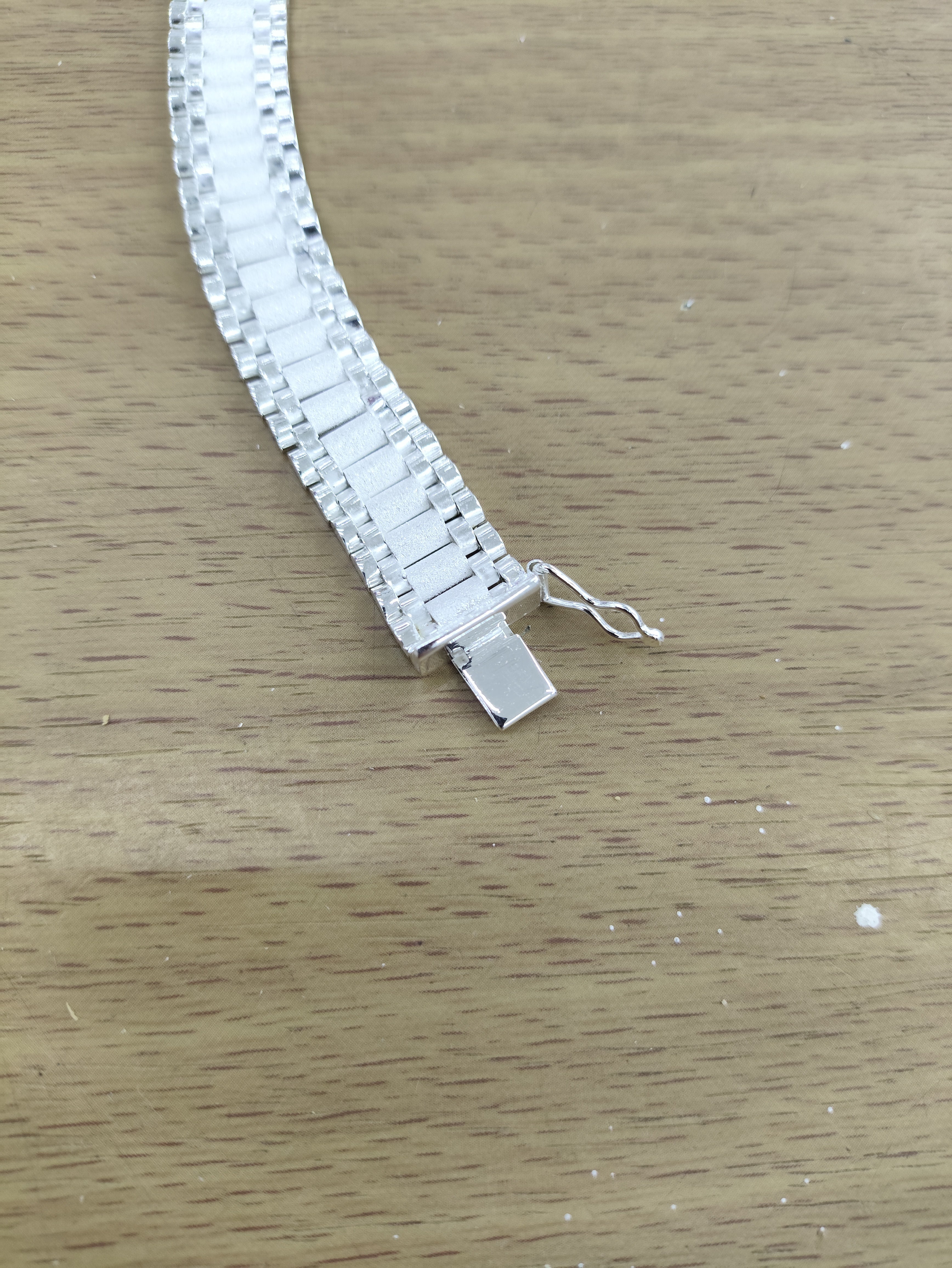 TMPPC005-19 Pulsera Caballero Modelo Rlx 1x2 1.2 cm de Ancho x 19 cm de Largo en Plata Fina .925