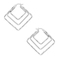 LPA3D013 Arracada 3d Modelo 3 Rombos Facetada Plata .925 Taxco Gro 3026115146