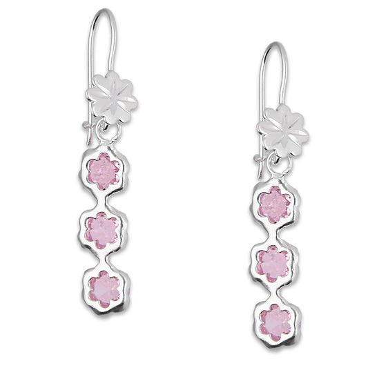 LPAA010 Aretes De Arillo Dama Eslabones Flor Rosa en Plata .925 MLM2855914483