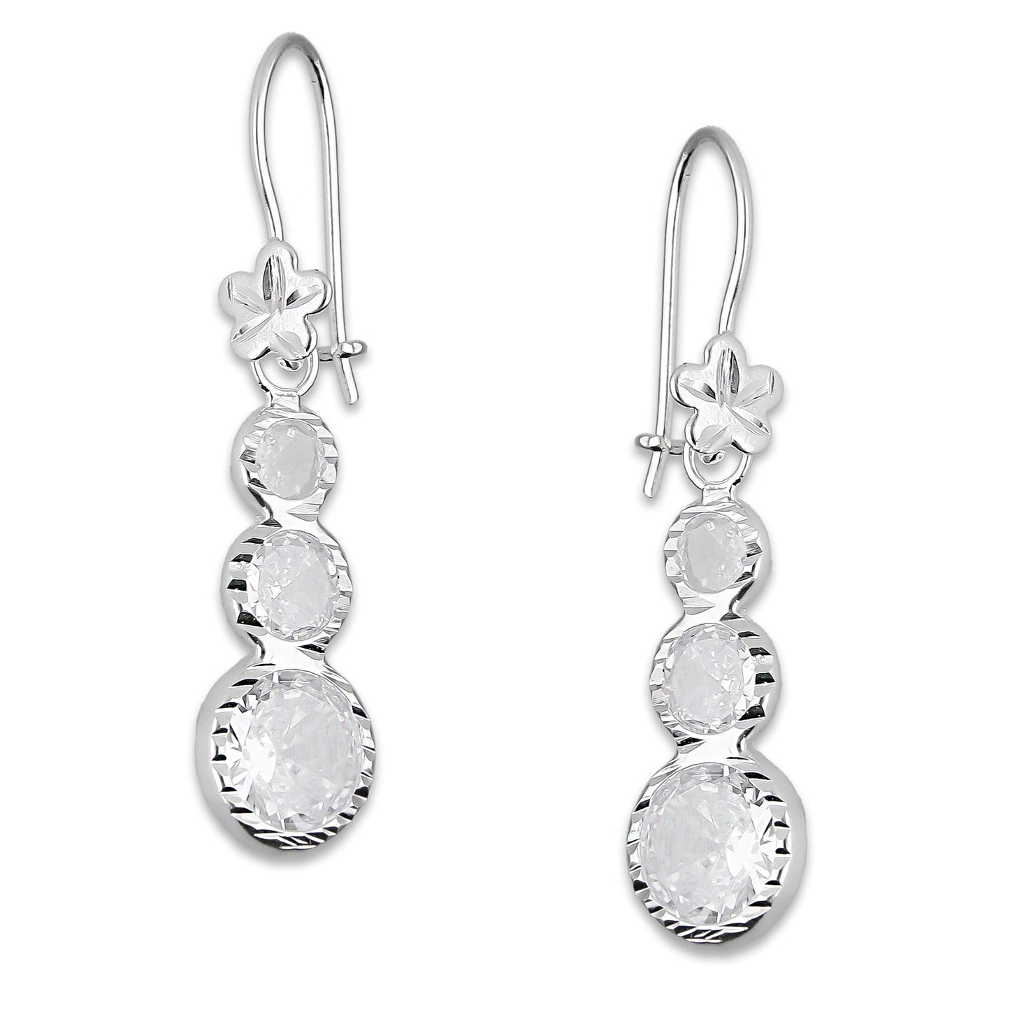 LPAA012 Aretes De Arillo Dama Eslabones Circular Ascendente Blanco en Plata .925 MLM5165619190