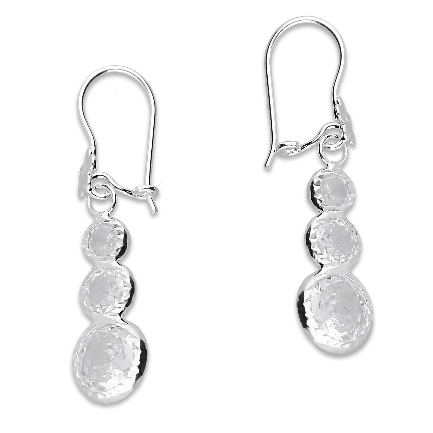 LPAA012 Aretes De Arillo Dama Eslabones Circular Ascendente Blanco en Plata .925 MLM5165619190
