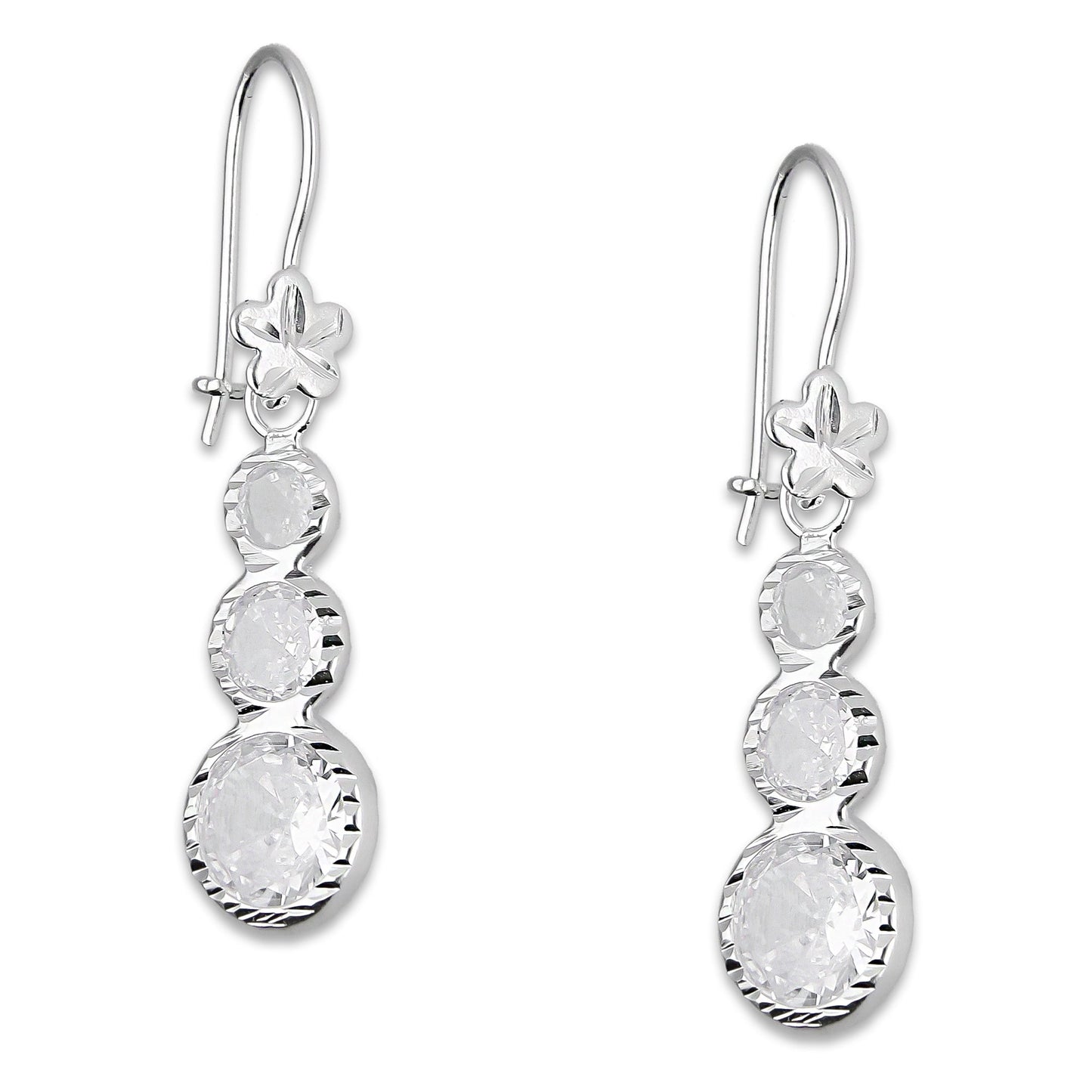 LPAA012 Aretes De Arillo Dama Eslabones Circular Ascendente Blanco en Plata .925 MLM5165619190