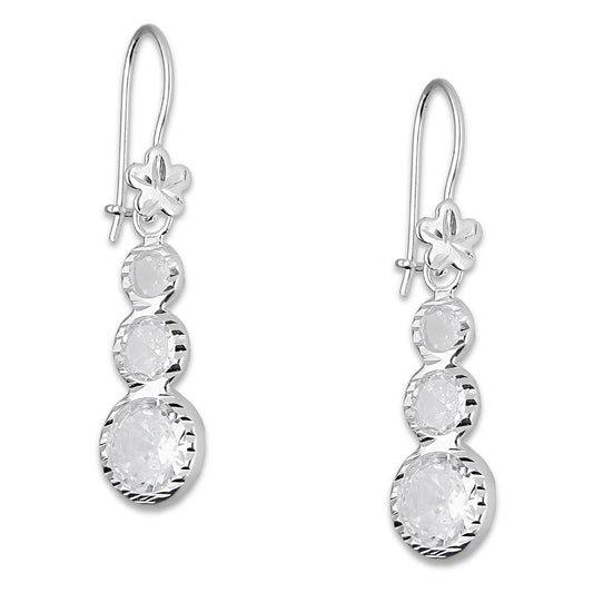 LPAA012 Aretes De Arillo Dama Eslabones Circular Ascendente Blanco en Plata .925 MLM5165619190