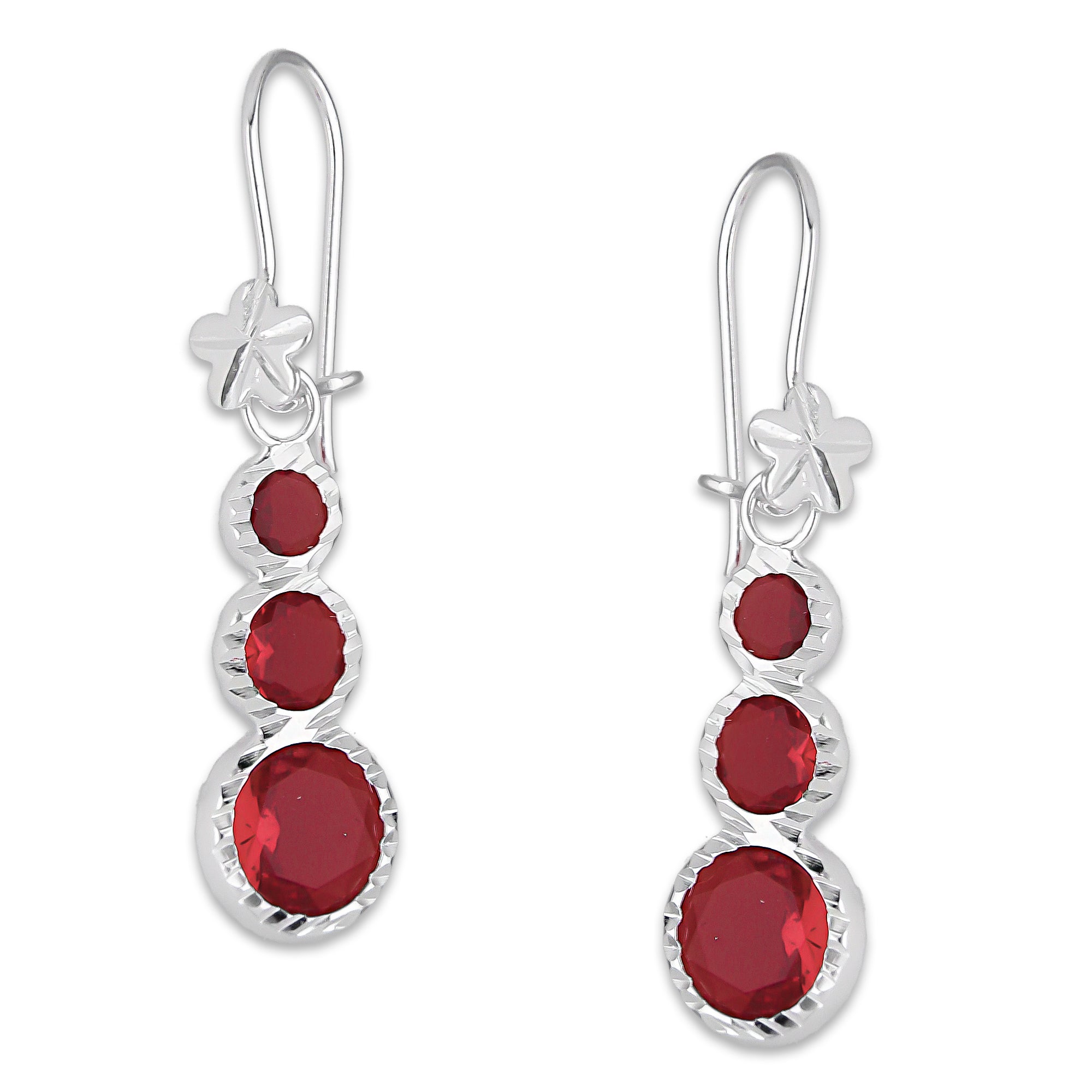 LPAA014 Aretes De Arillo Dama Eslabones Circular Ascendente Rojo en Plata .925 MLM5165649970