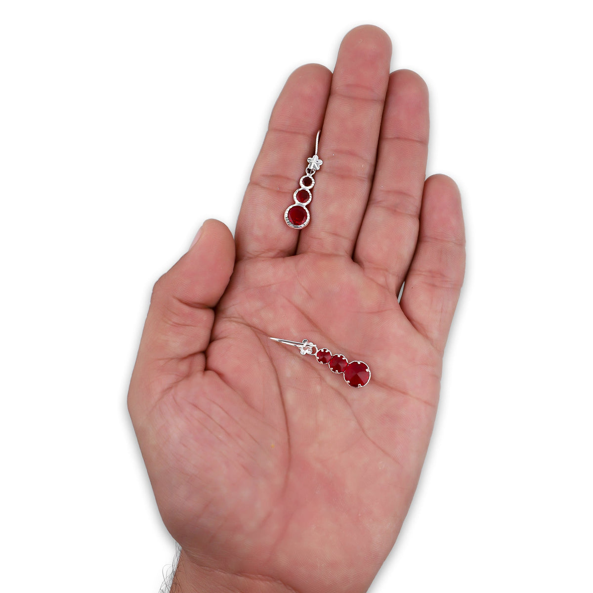 LPAA014 Aretes De Arillo Dama Eslabones Circular Ascendente Rojo en Plata .925 MLM5165649970