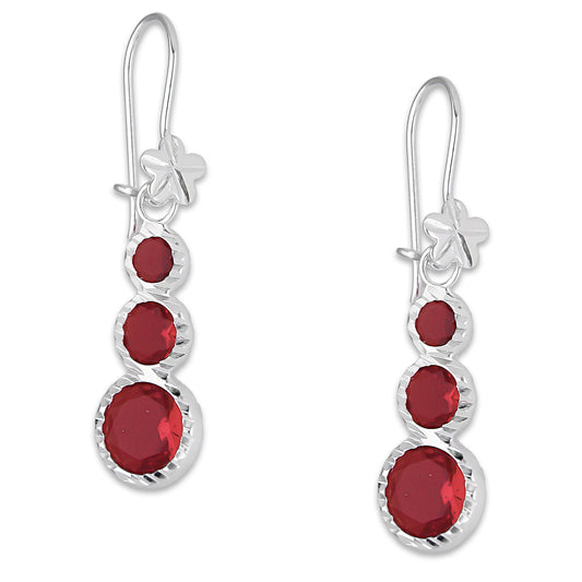 LPAA014 Aretes De Arillo Dama Eslabones Circular Ascendente Rojo en Plata .925 MLM5165649970